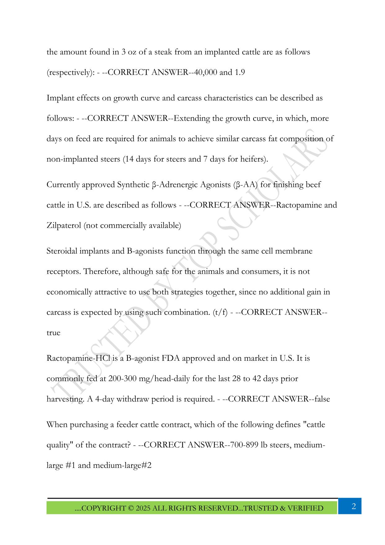 ANSC 4405 final Exam 2025 Questions and Answers