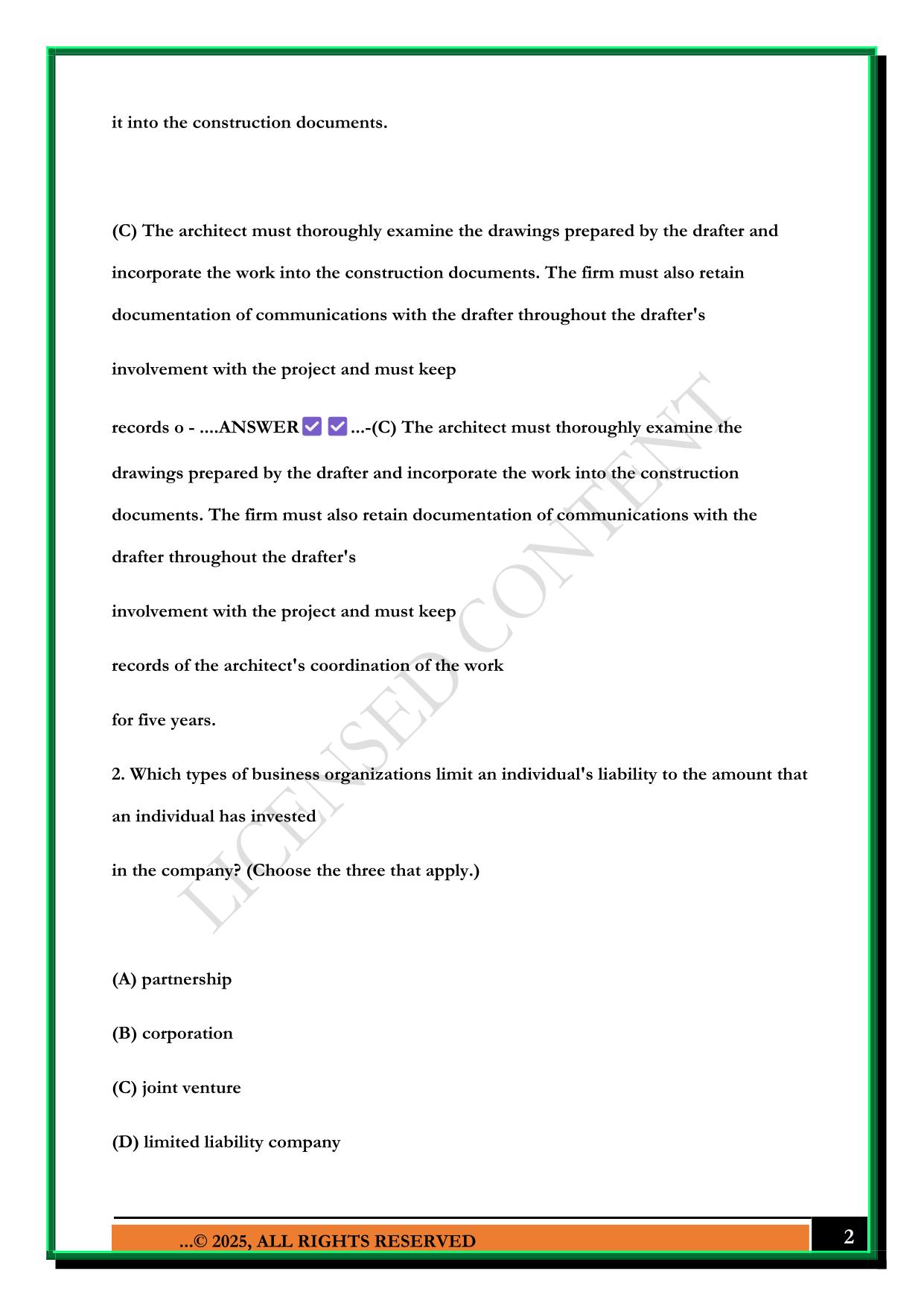 ARE PRACTICE EXAM: PRACTICE MANAGEMENT EXAM 2025 QUESTIONS AND ANSWERS