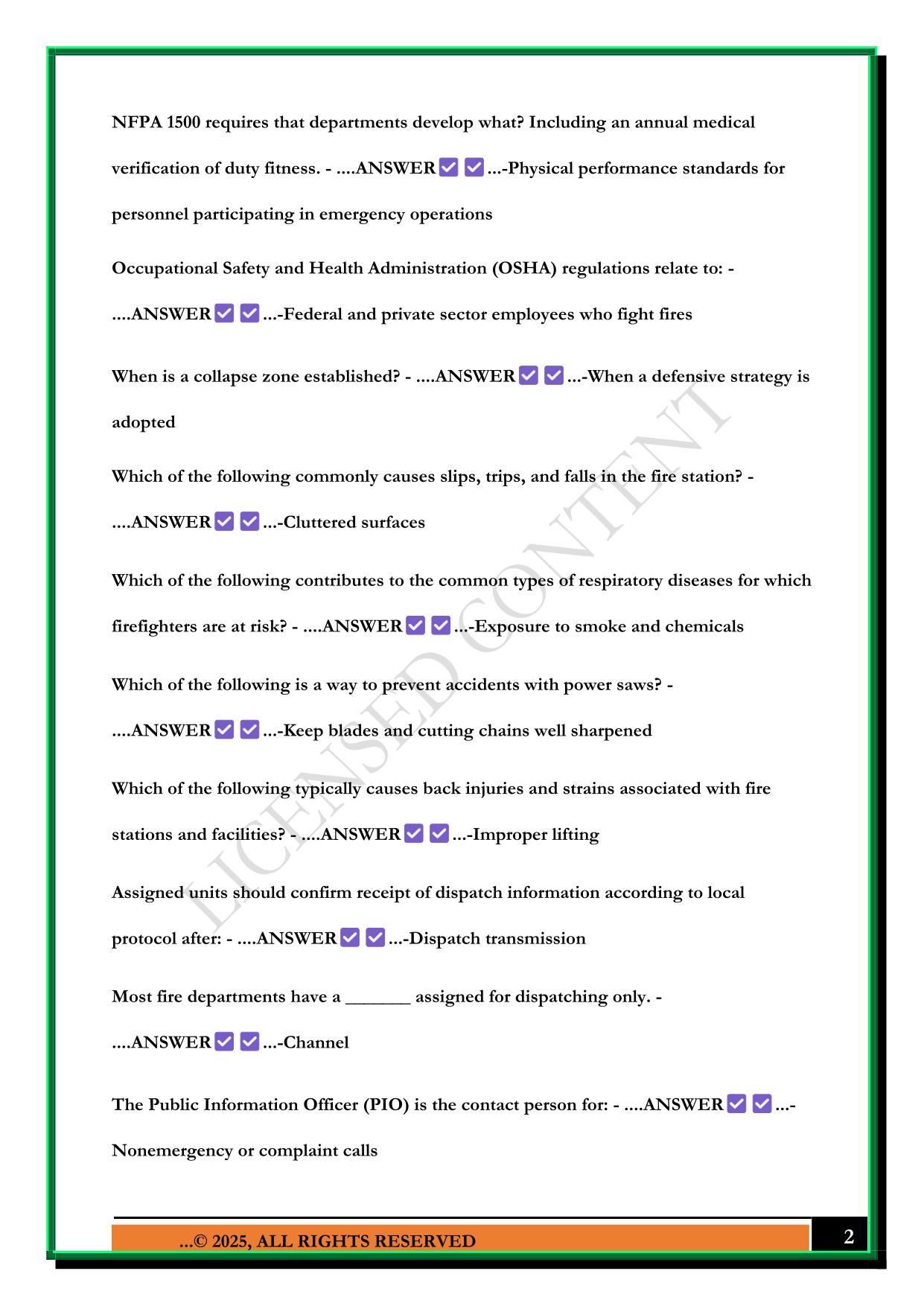 FIREFIGHTER 1 & 2 FINAL EXAM 2025 QUESTIONS AND ANSWERS
