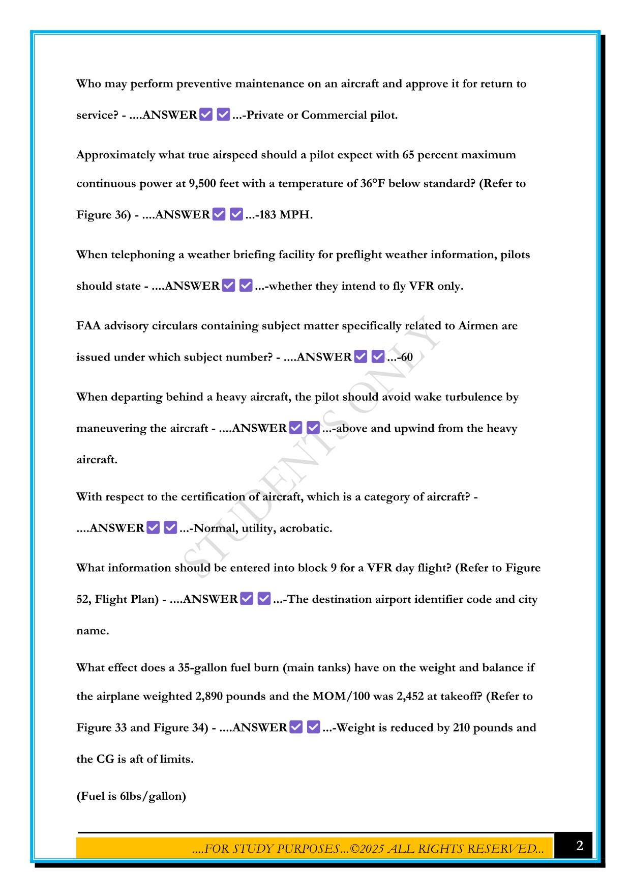 PRIVATE PILOT WRITTEN PRACTICE EXAM #1 2025 QUESTIONS AND ANSWERS