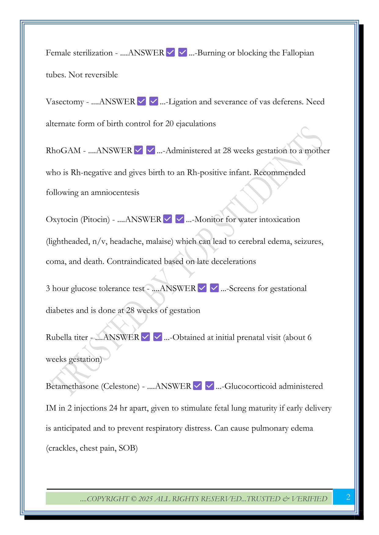 ATI Maternal Newborn Nursing Exam 2025 Questions and Answers