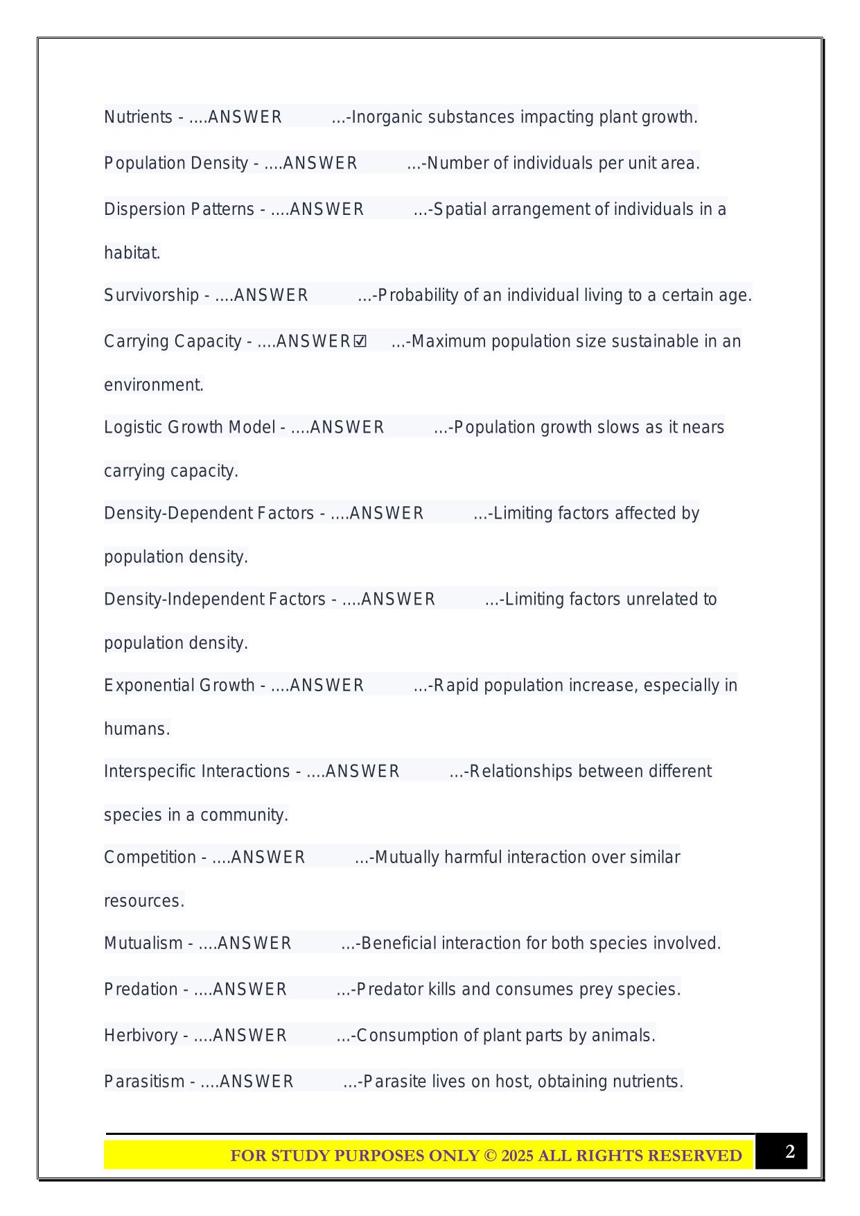 Bio 121 Jaymes Awbrey Final Exam 2025 Questions and Answers