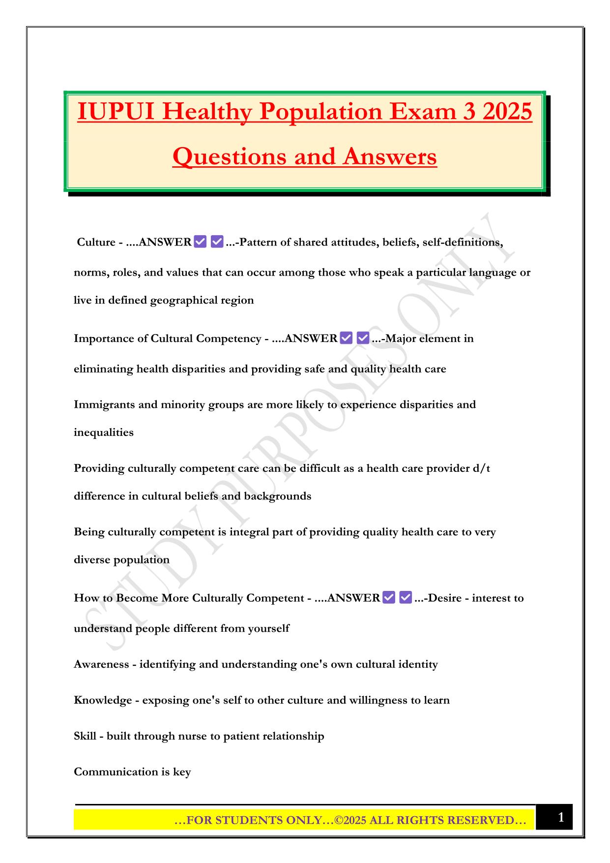 IUPUI Bundled Exams 2025/2026 |Questions and Answers|100% Pass