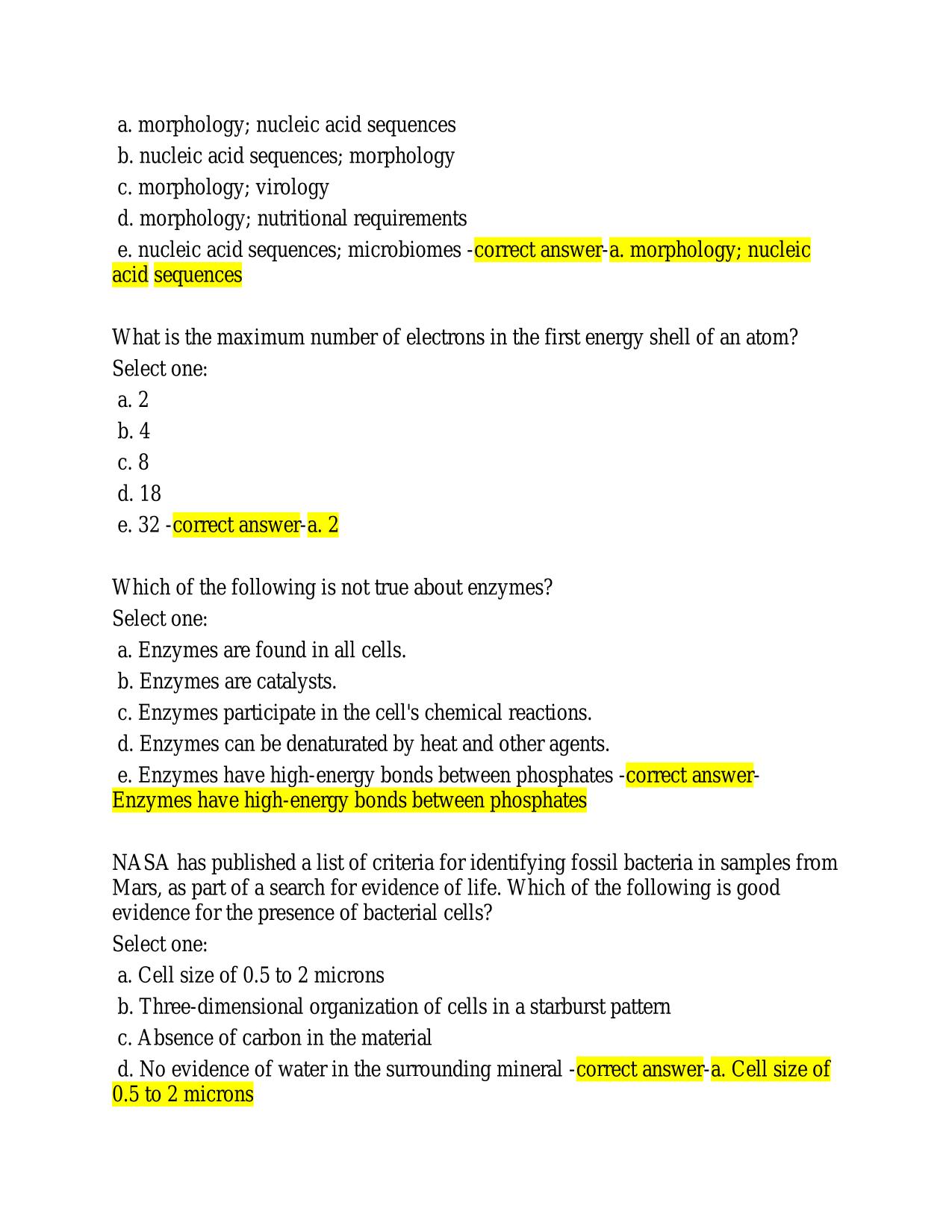 BIO 250 STRAIGHTERLINE MICROBIOLOGY REAL PRACTICE 2025 QUESTIONS ANDcorrect answerS.