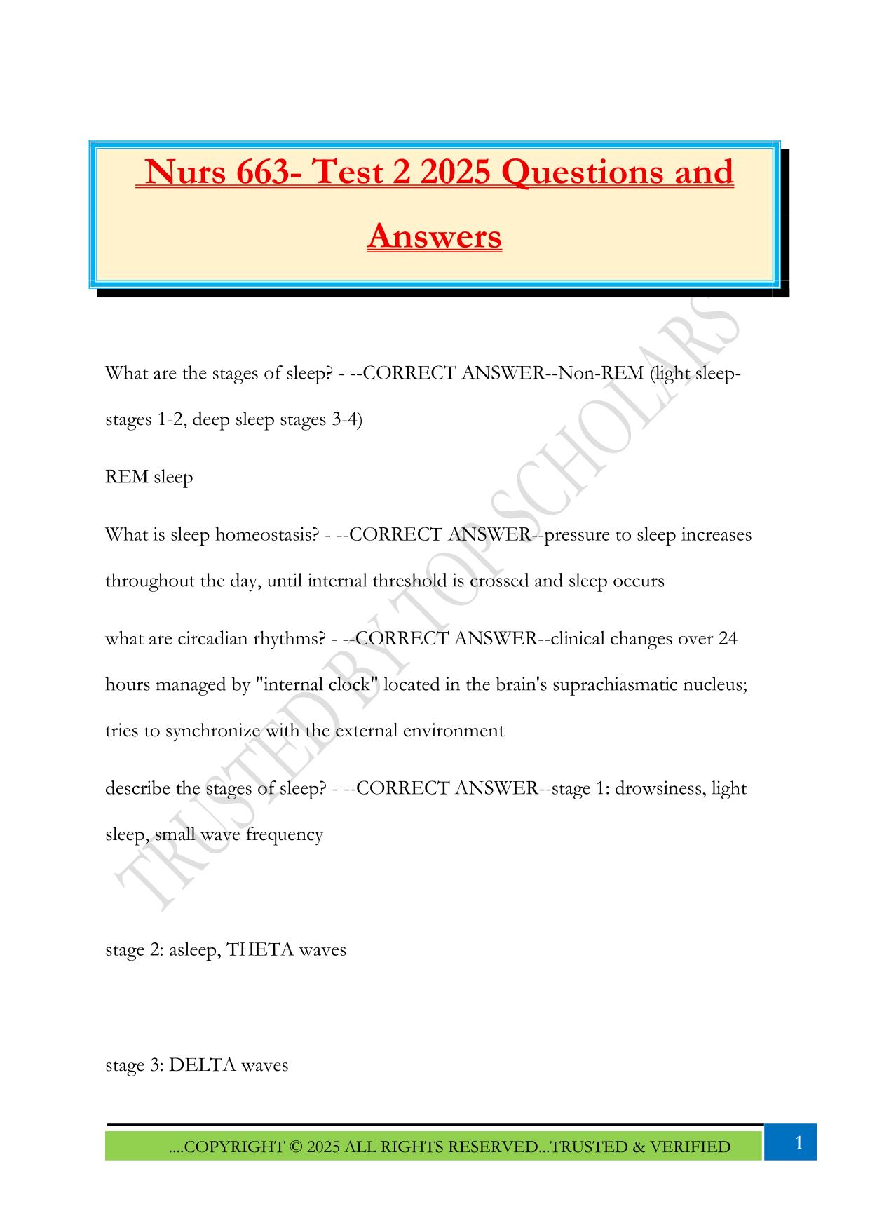 Nurs 663- Test 2 2025 Questions and Answers