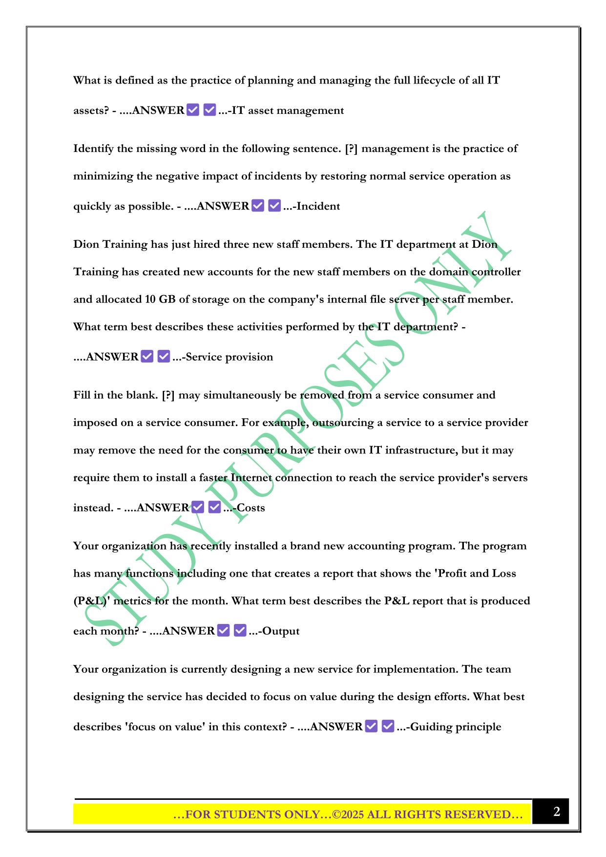 ITIL® 4 Foundation (Practice Exam #4) 2025 Questions and Answers