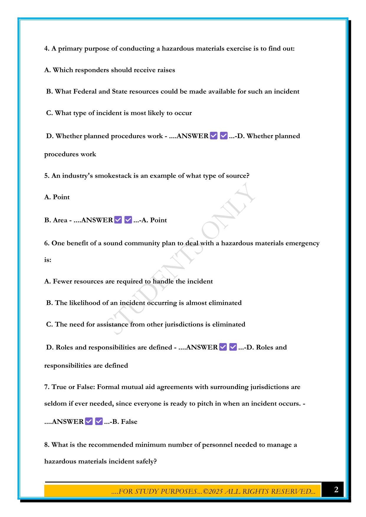 HAZMAT 5A EXAM 2025 QUESTIONS AND ANSWERS