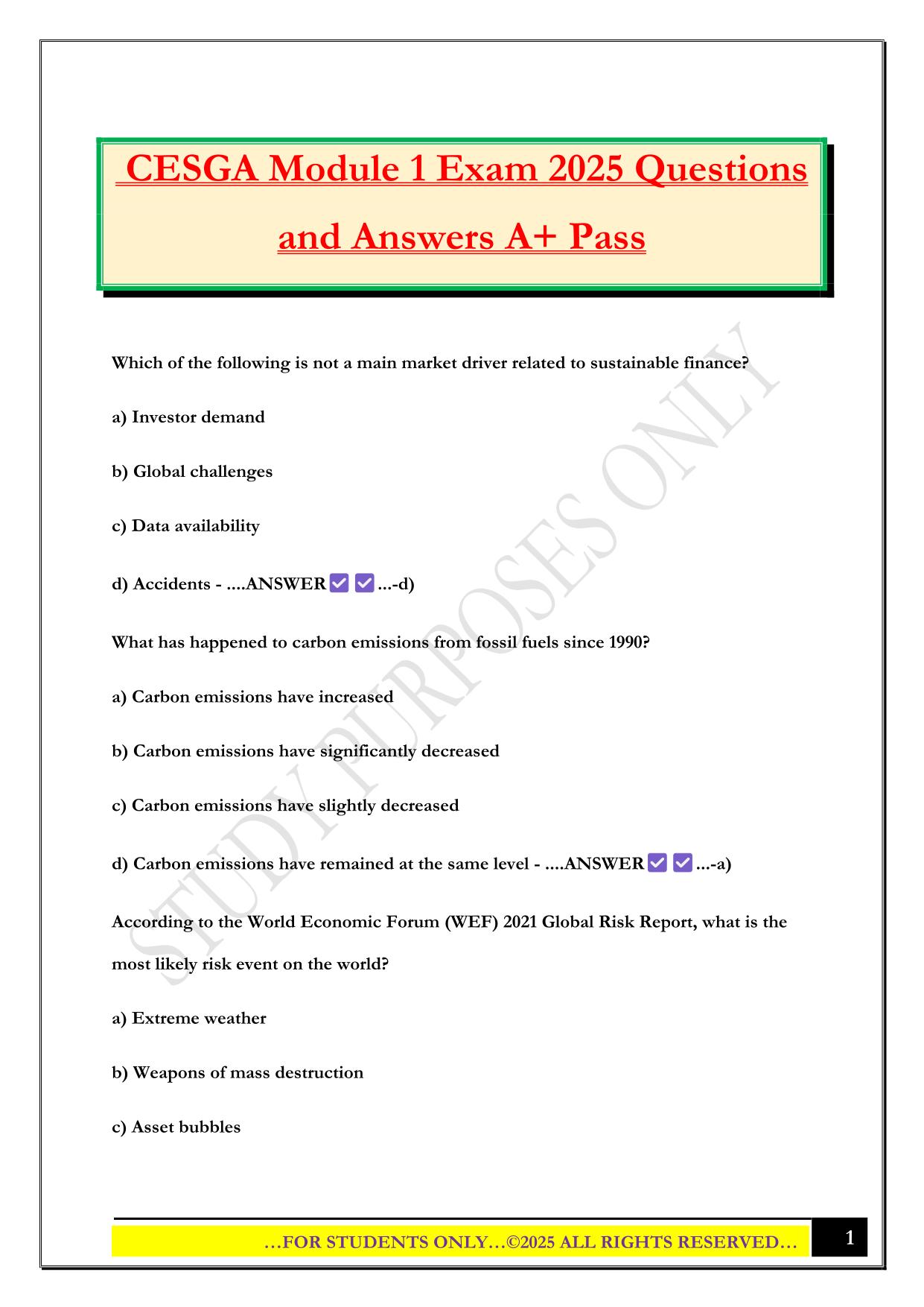 CESGA Module 1 Exam 2025 Questions and Answers A+ Pass