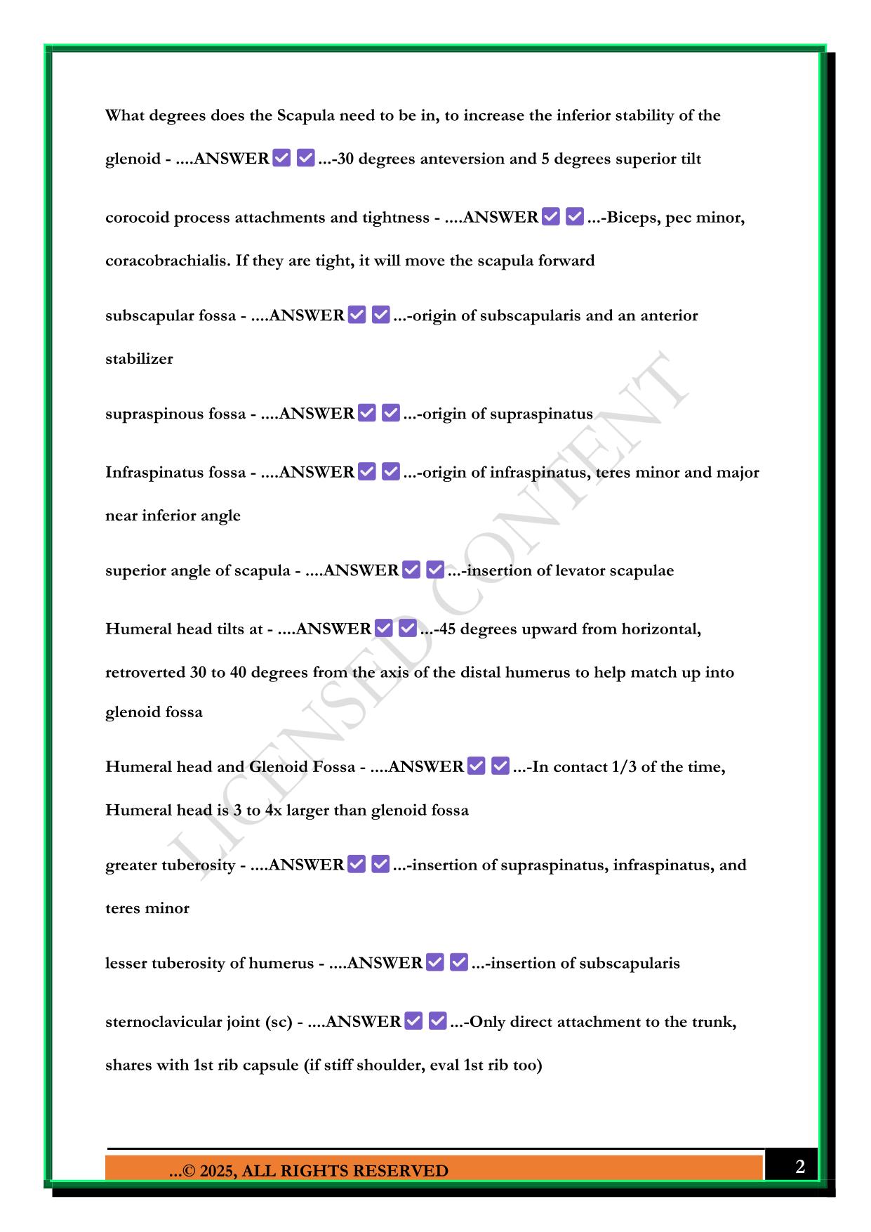 HAND THERAPY: CHT: ANATOMY EXAM 2025 QUESTIONS AND ANSWERS
