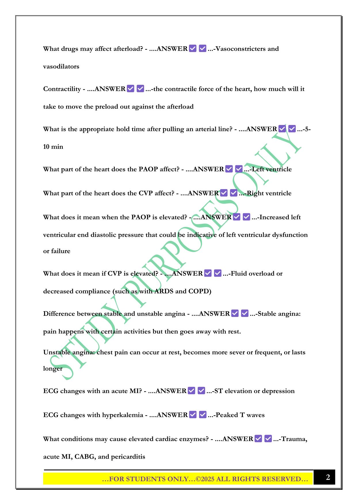 BKAT Critical Care Review Exam QUESTIONS WITH ACCURATE AND VERIFIED ANSWERS,100% CORRECT