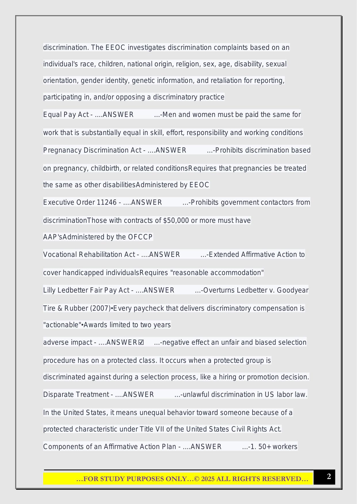 IUPUI HR EXAM 1 2025 QUESTIONS AND ANSWERS