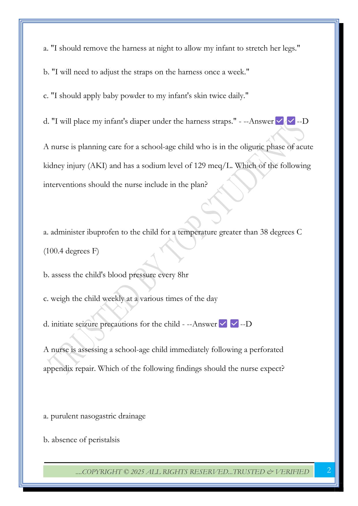 Peds ATI 2025 A Exam Questions and Answers