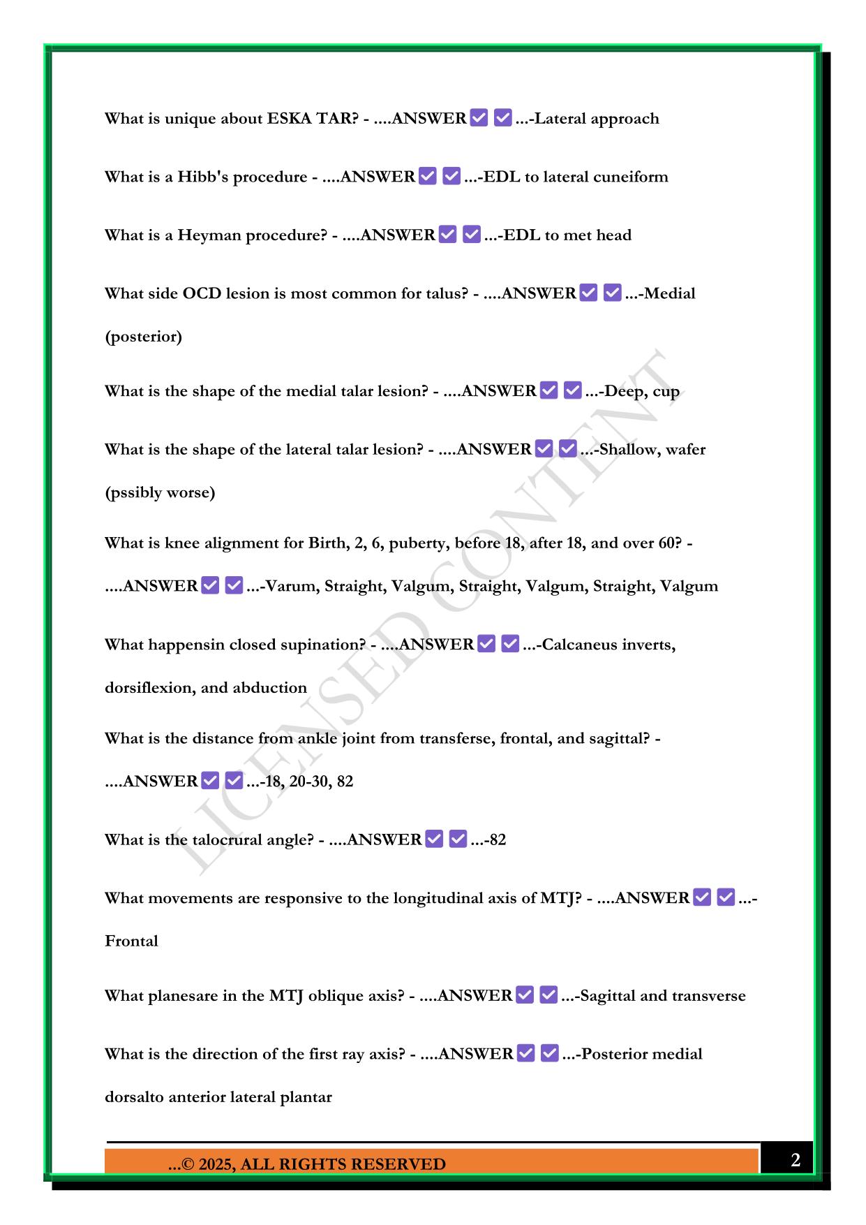 ABFAS REARFOOT DIDACTIC 2025 QUESTIONS AND ANSWERS