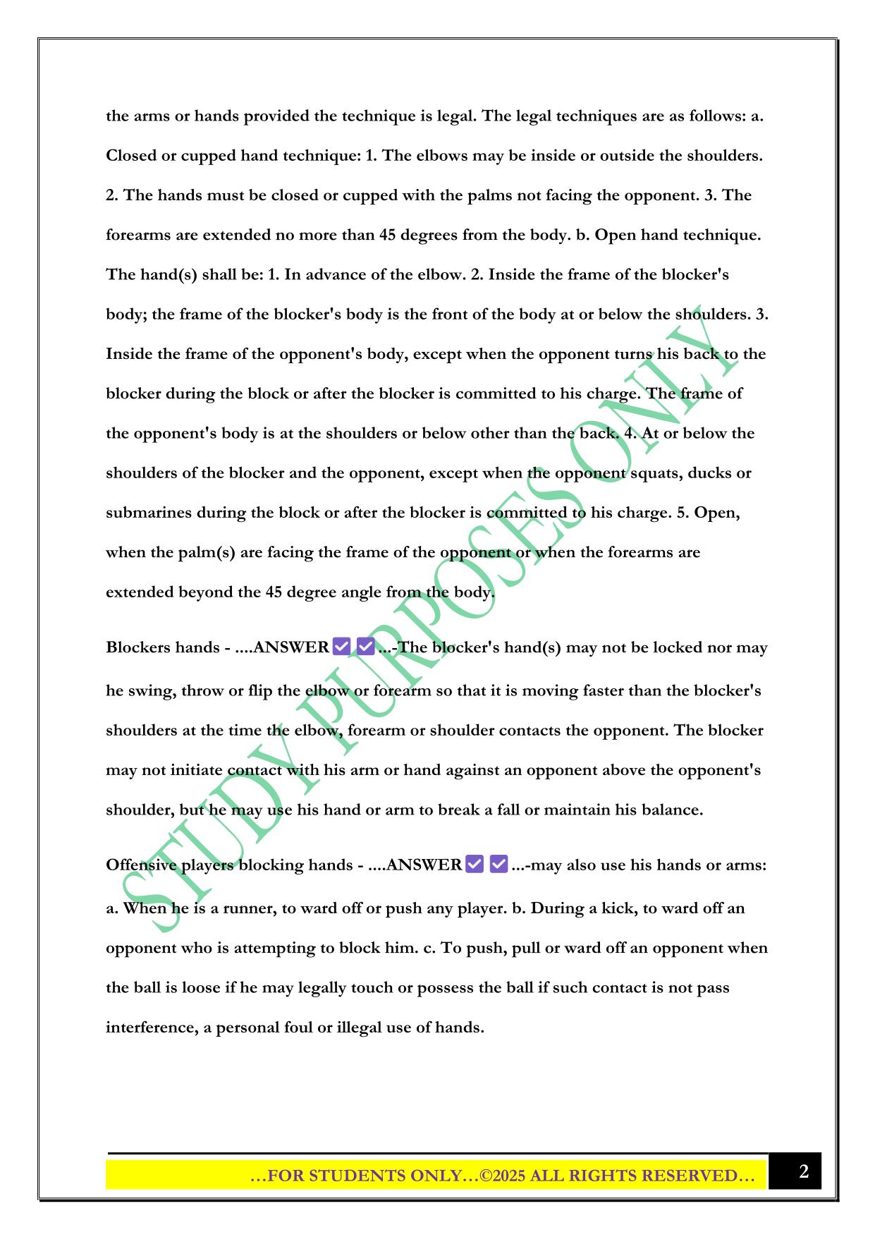 NFHS Football Exam 2025 Questions and Answers