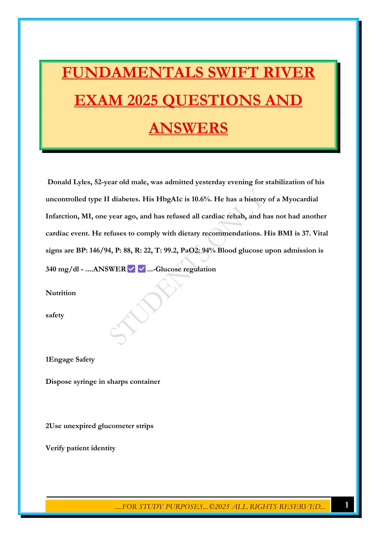 SWIFT RIVER Bundled Exams 2025/2026 |Questions and Answers |100% Pass