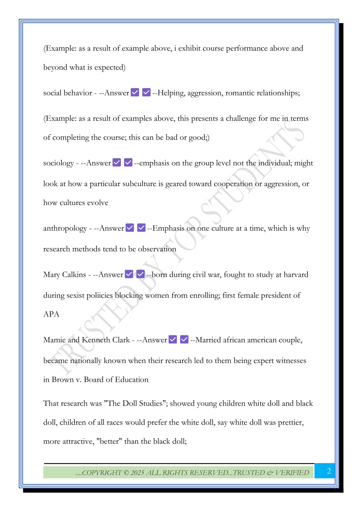 Psyc 3402 Exam 1 2025 Questions and Answers