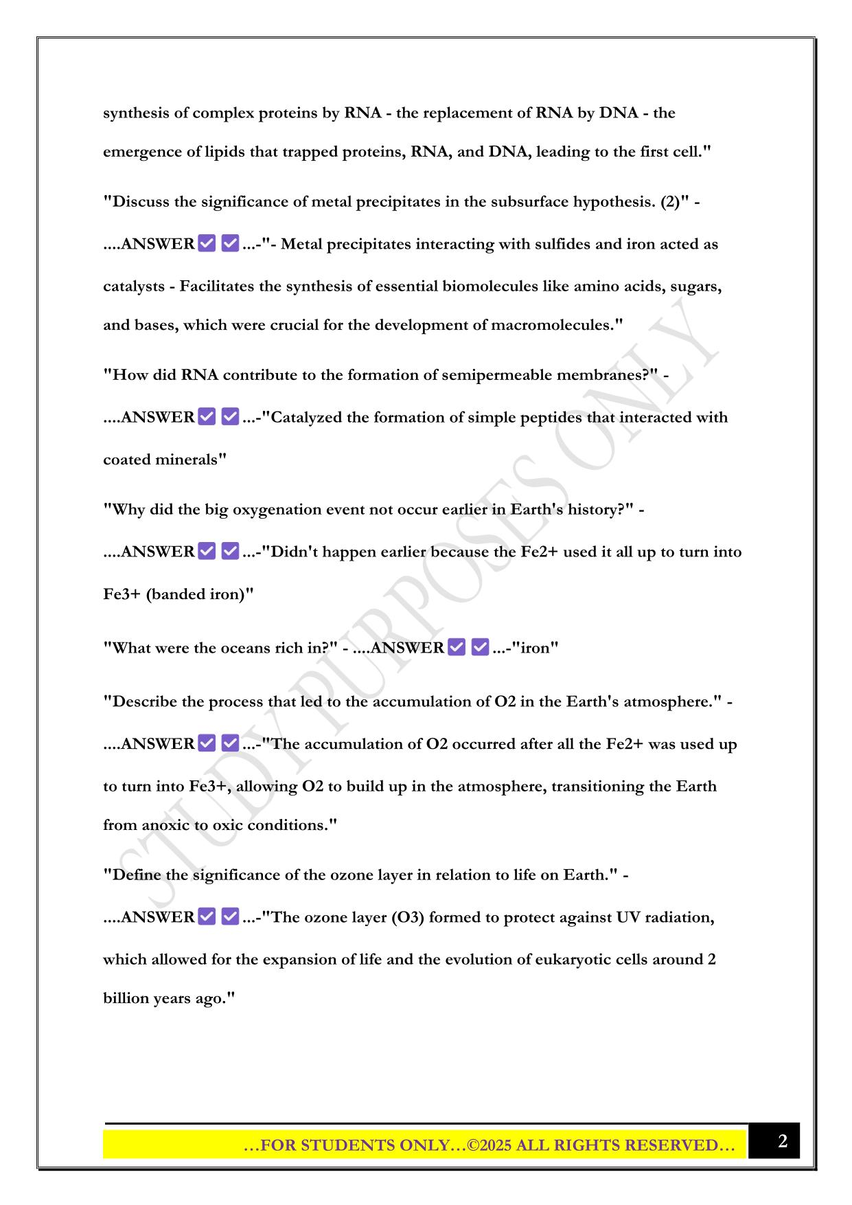 BIOL 322 MIDTERM EXAM 2025 QUESTIONS AND ANSWERS