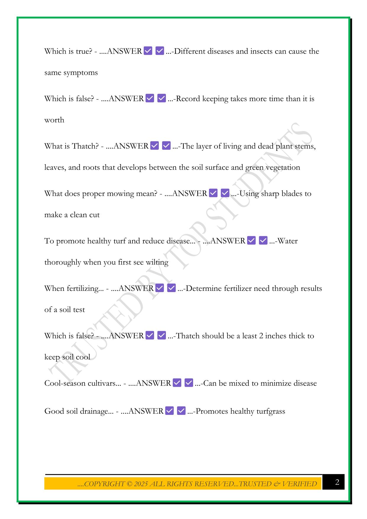 ORNAMENTAL AND TURF PESTICIDE APPLICATORS EXAM 2025 QUESTIONS AND ANSWERS