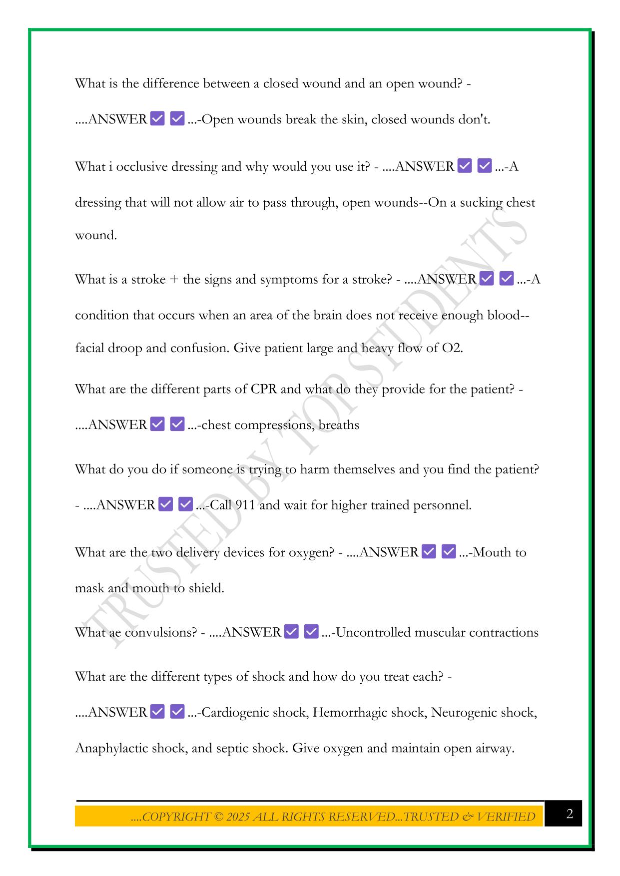 FIRST RESPONDER FINAL EXAM 2025 QUESTIONS AND ANSWERS