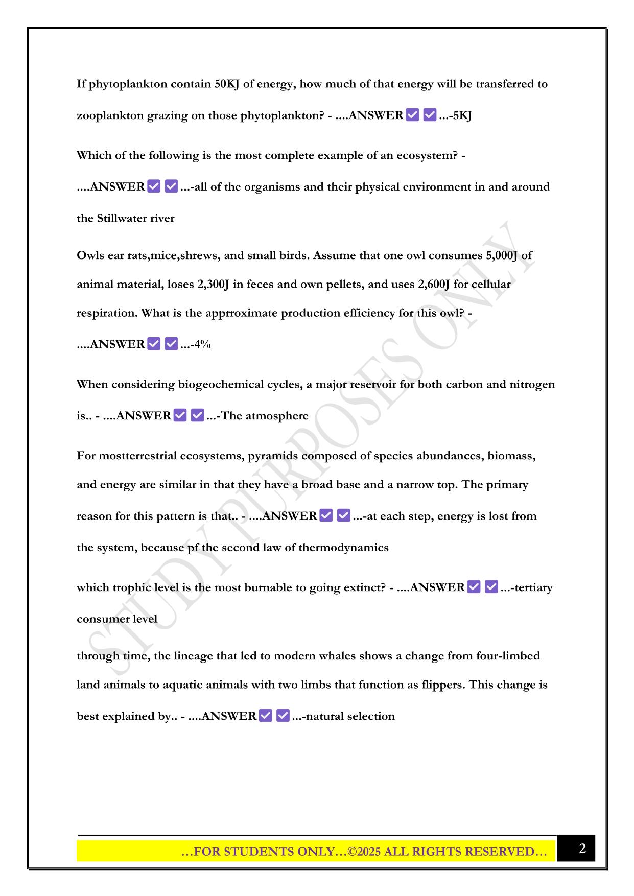UMAINE BIO100 EXAM 1 2025 QUESTIONS AND ANSWERS