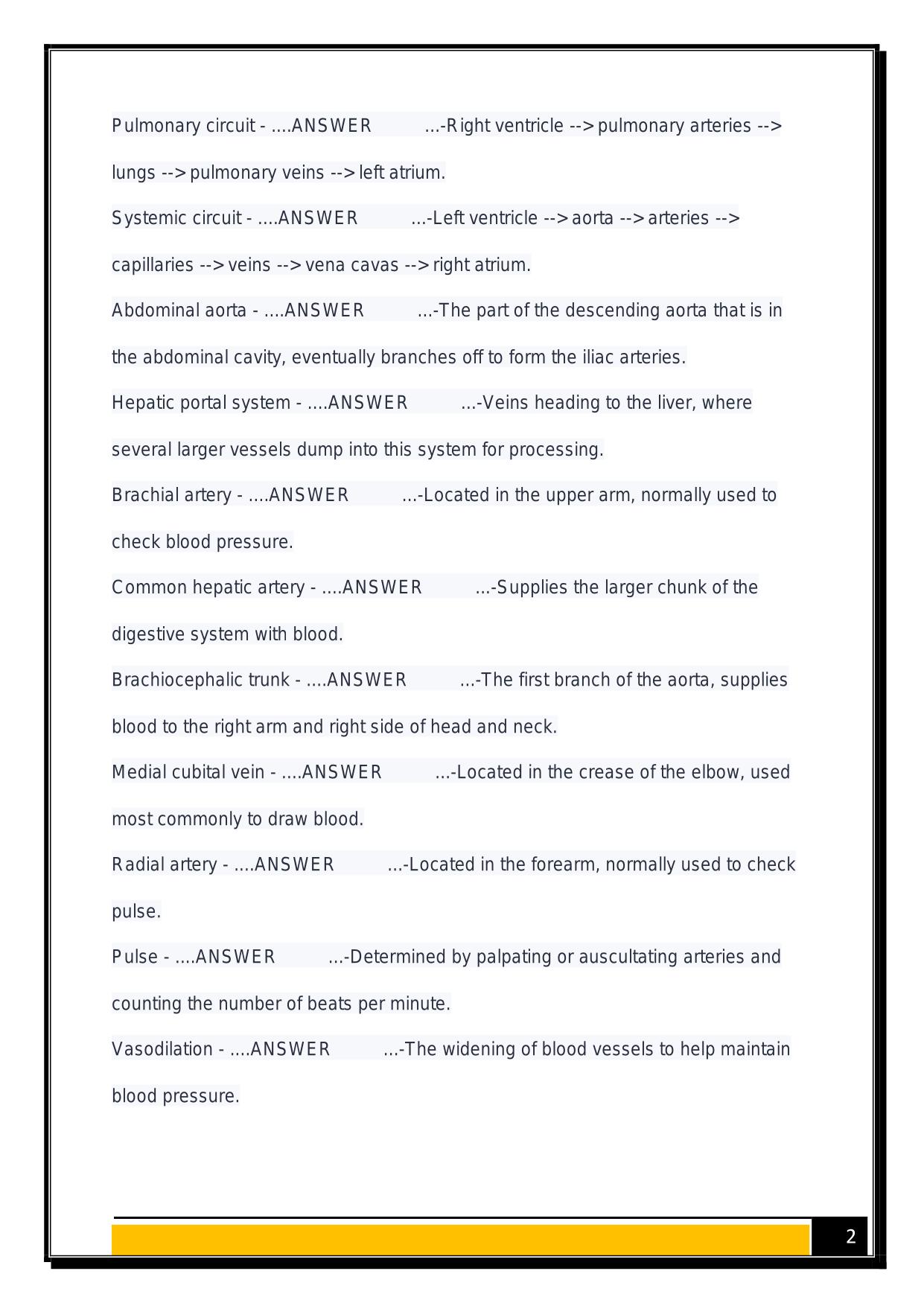 Exam 2 Study Guide: Blood Vessels and Respiratory System 2025 Questions and Answers