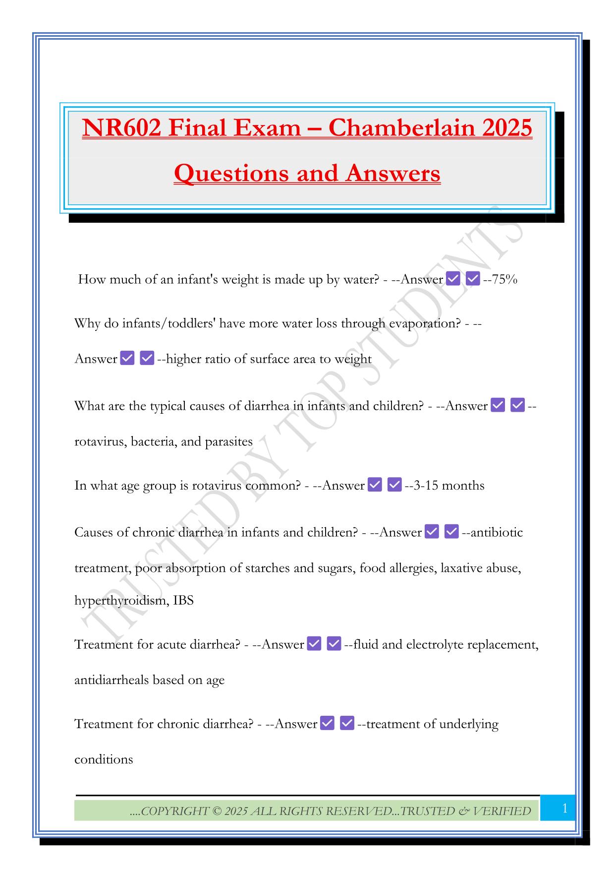 NR602 Final Exam – Chamberlain 2025 Questions and Answers