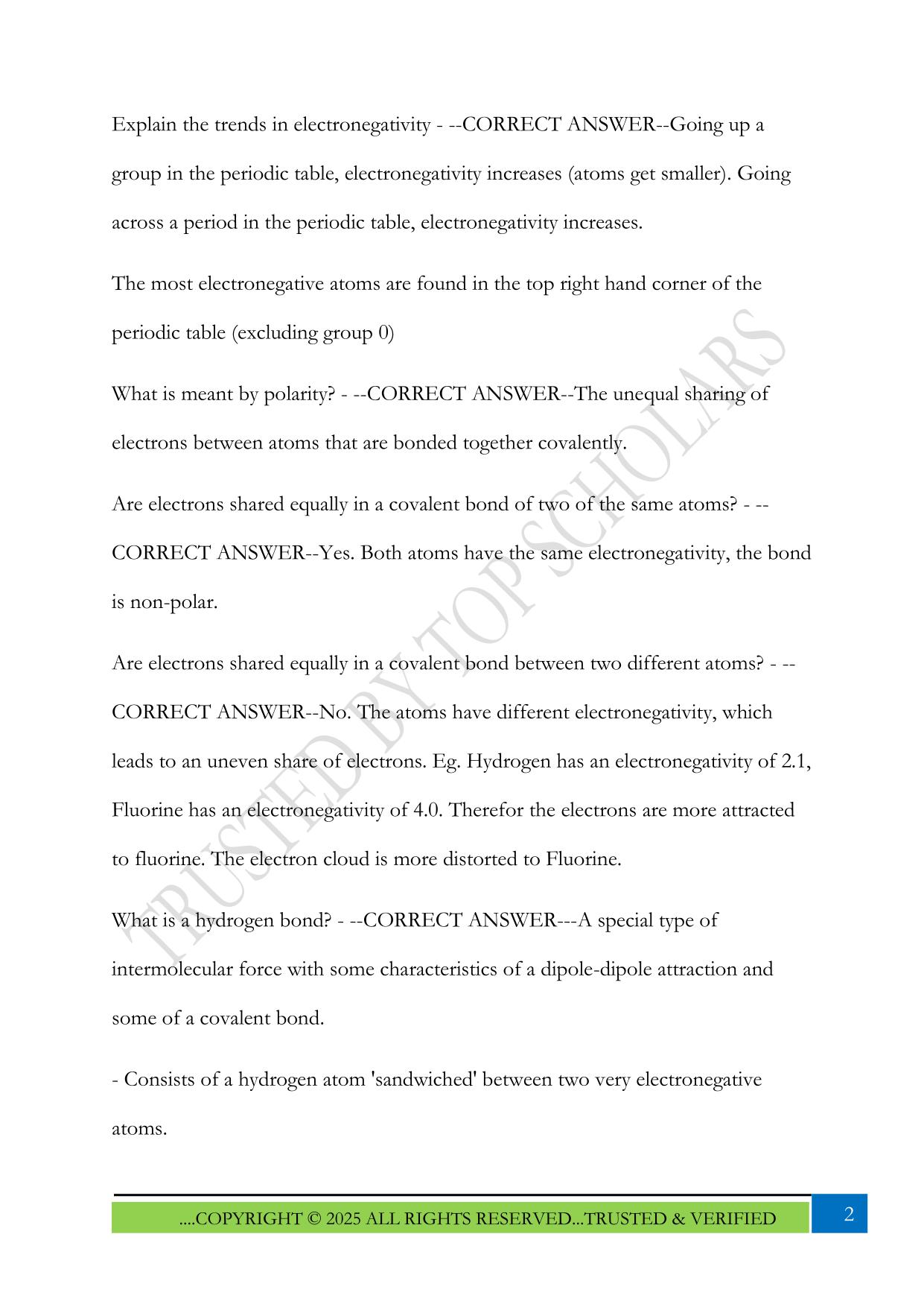 AQA A level Chemistry – Bonding Exam 2025 Questions and Answers
