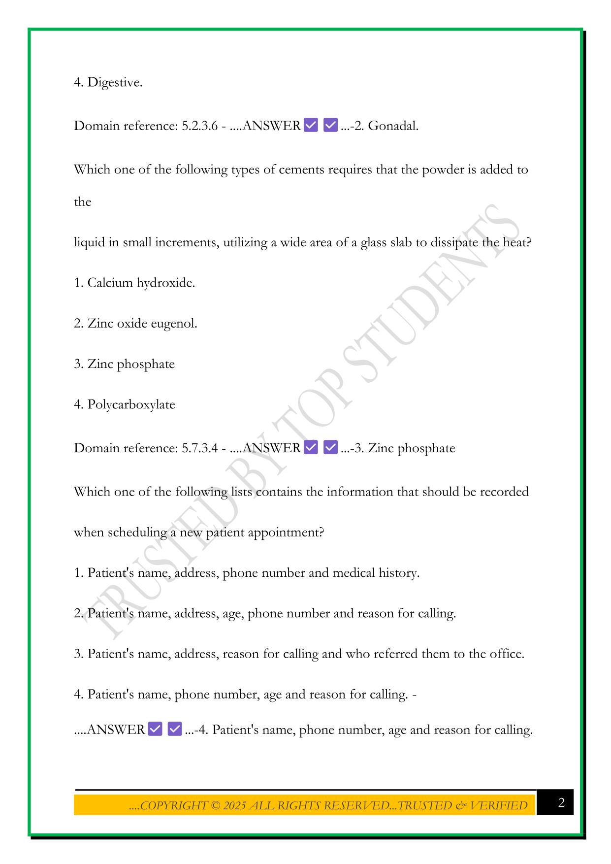 NDAEB REVIEW 2025 QUESTIONS AND ANSWERS