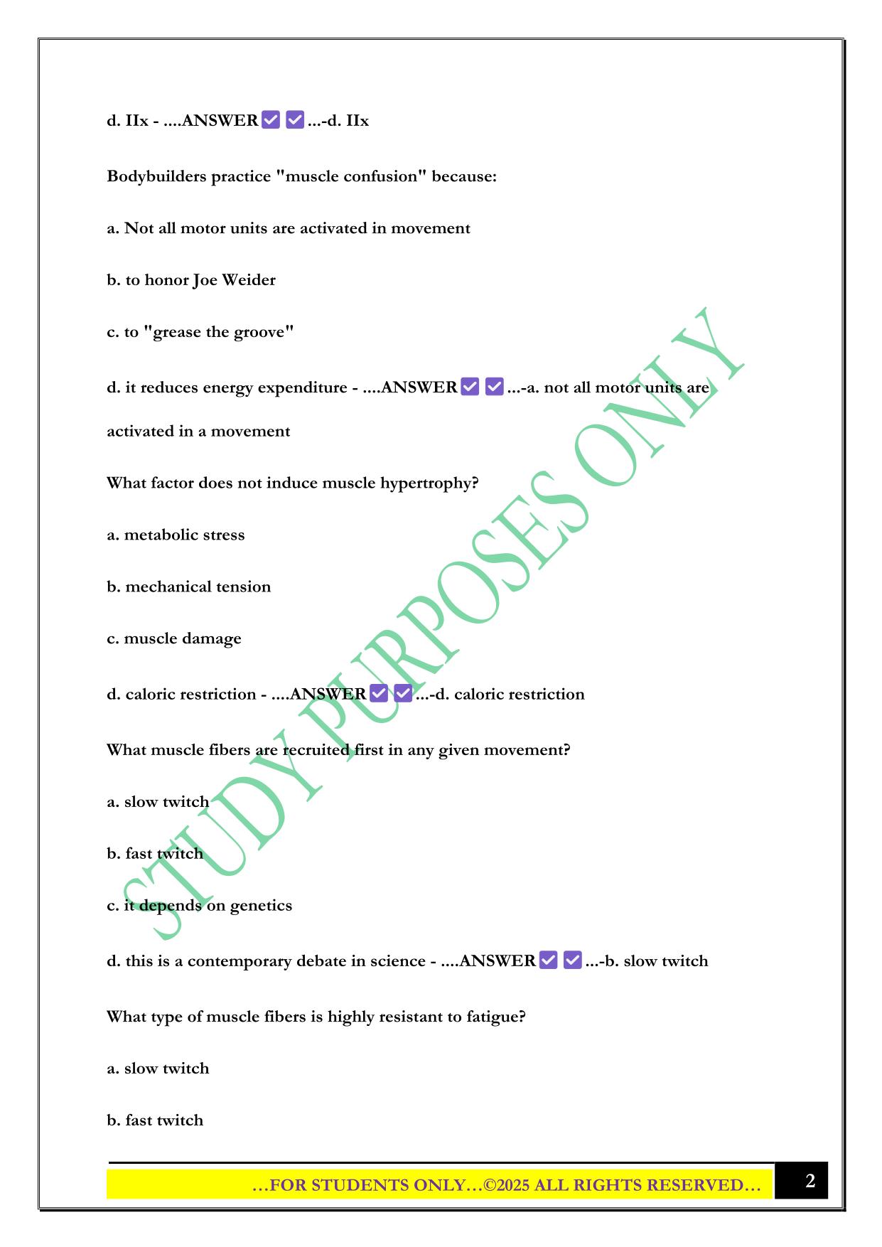 Final Exam: Bodybuilding Exam 2025 Questions and Answers