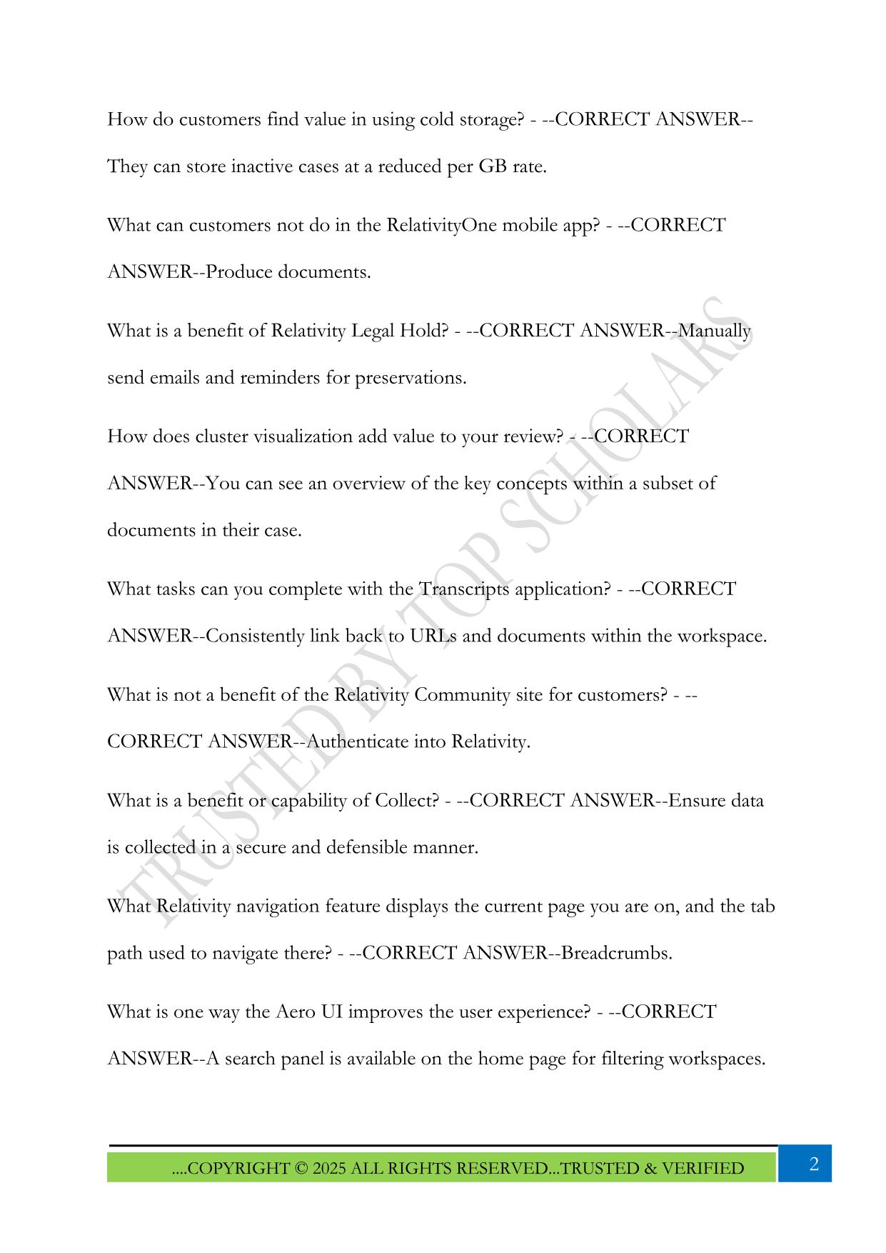 Relativity Certified Sales Pro Test 2025 Questions and Answers