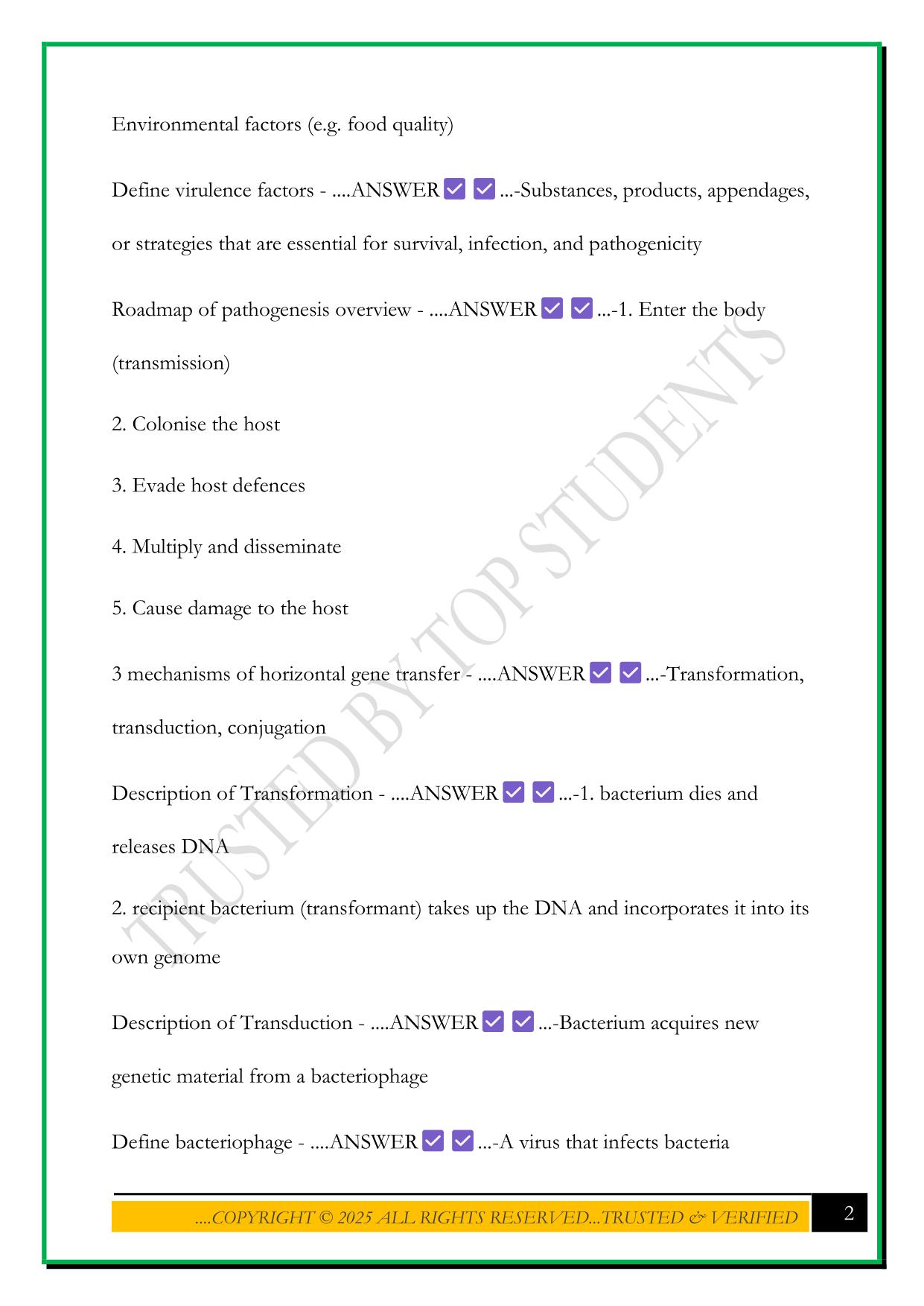 BMS2052 TEST 1 - WEEK 2 EXAM 2025 QUESTIONS AND ANSWERS