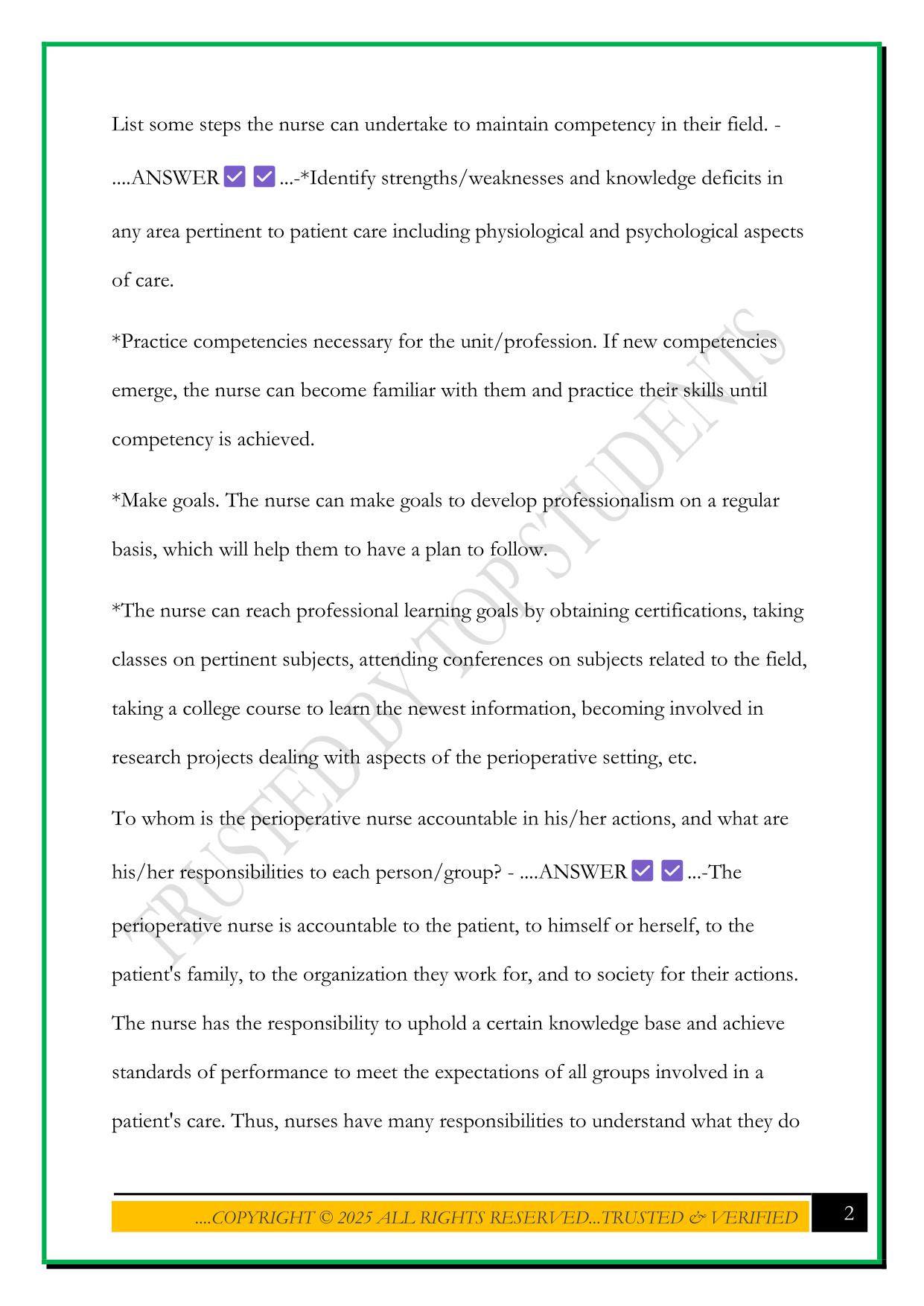 CNOR - Professional Accountability Exam 2025 Questions and Answers