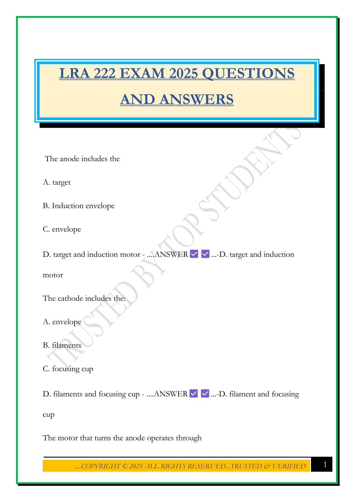 LRA 222 EXAM 2025 QUESTIONS AND ANSWERS
