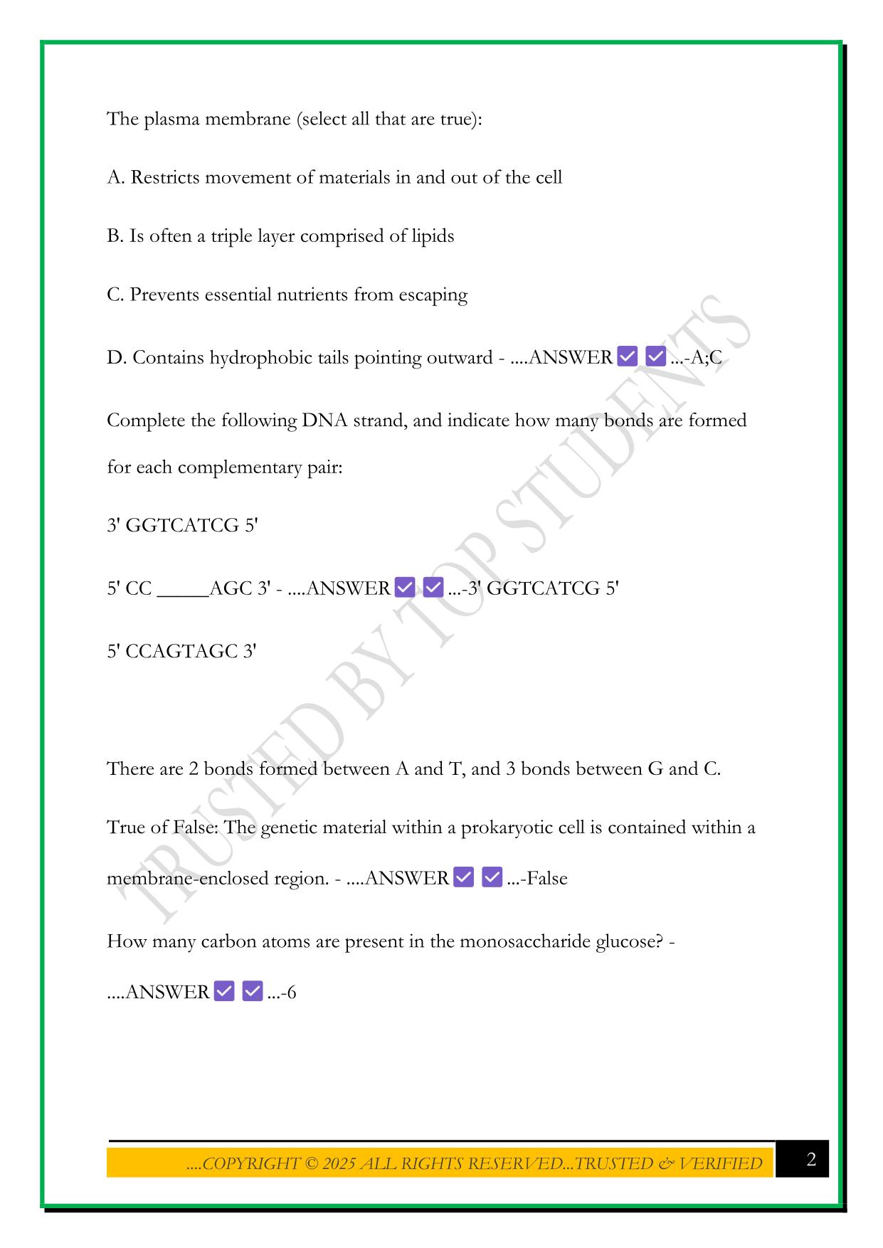 BIOD 171 MODULE 1 EXAM 2025 QUESTIONS AND ANSWERS