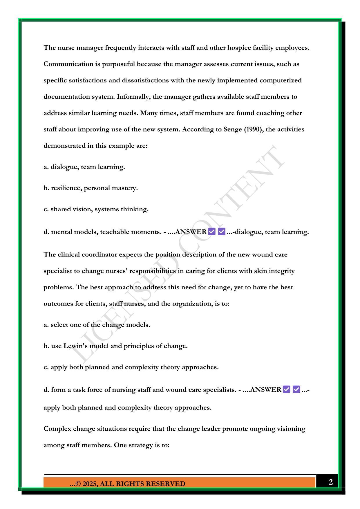 LEADERSHIP CHAPTER 18 (EXAM 3) 2025 QUESTIONS AND ANSWERS