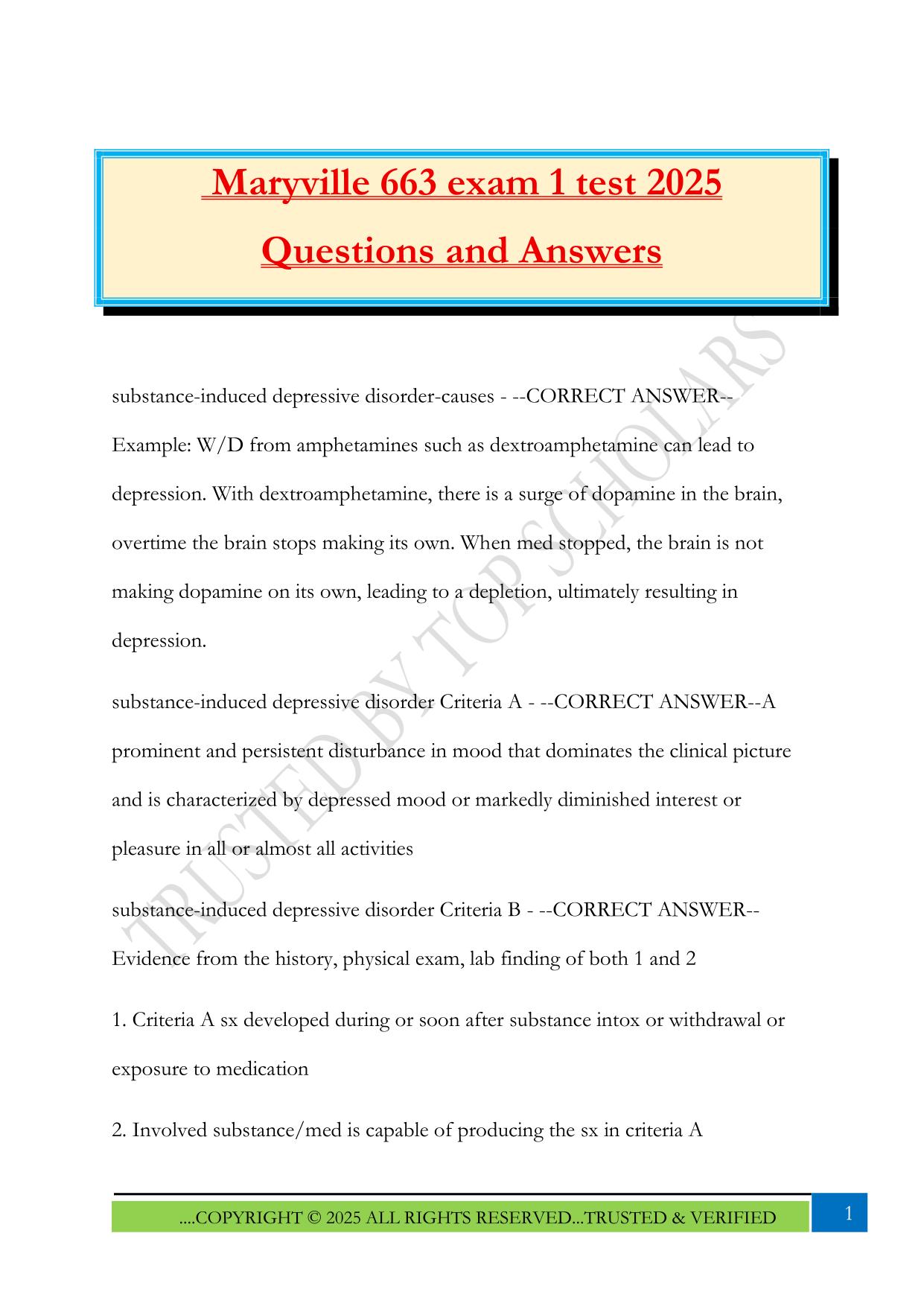 Maryville 663 exam 1 test 2025 Questions and Answers