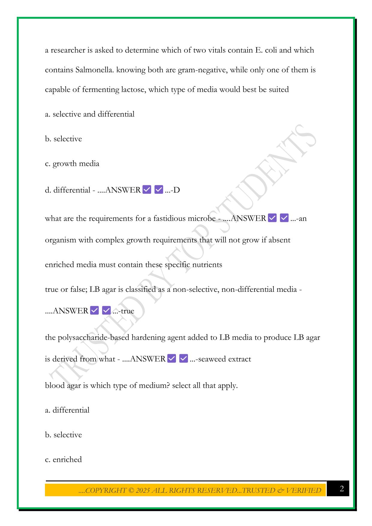 BIOD 171 EXAM 4 2025 QUESTIONS AND ANSWERS