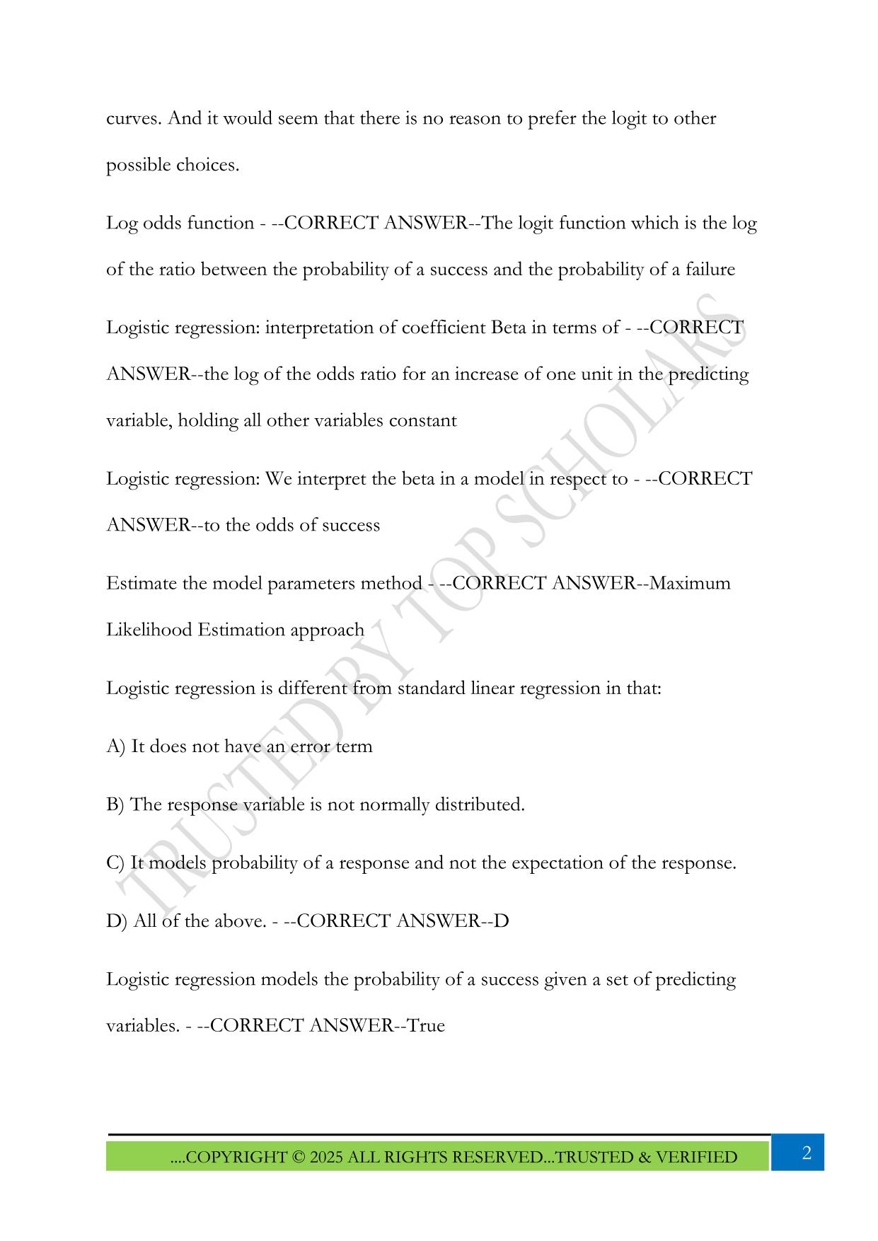 ISYE 6414 - Unit 4, ISYE 6414 - Unit 5 Exam 2025 Questions and Answers