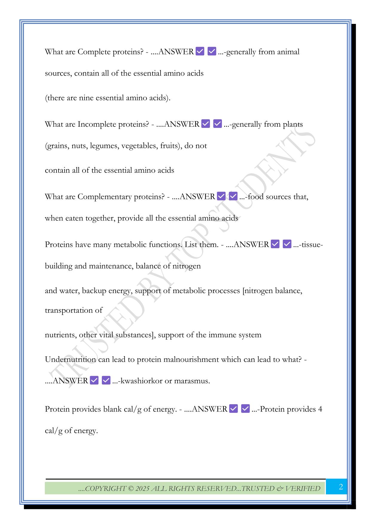 ATI Nutrition Chapter 1: Sources of Nutrition Exam 2025 Questions and Answers