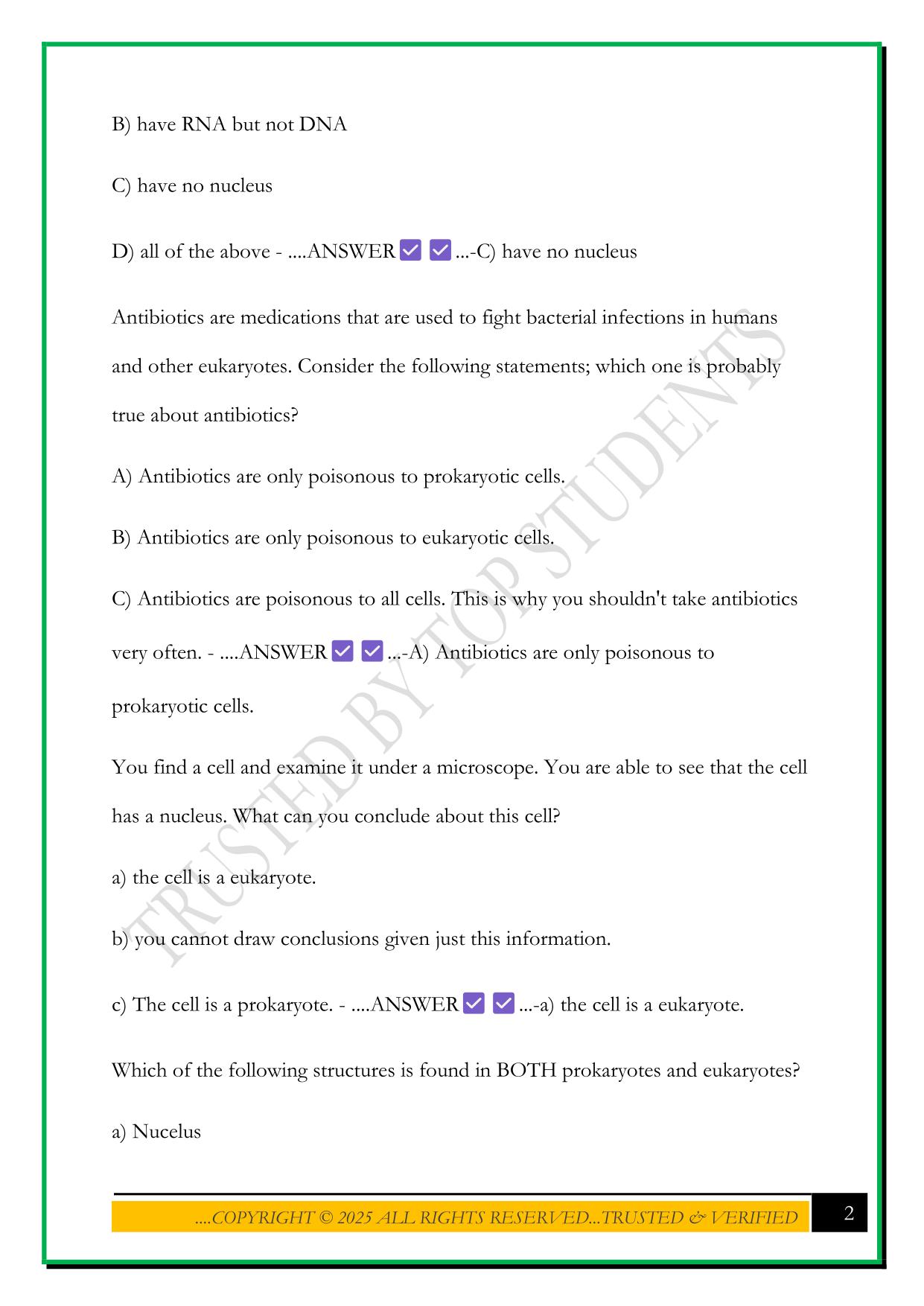 WGU C190- INTRO TO BIOLOGY, UNIT 3 EXAM 2025 QUESTIONS AND ANSWERS