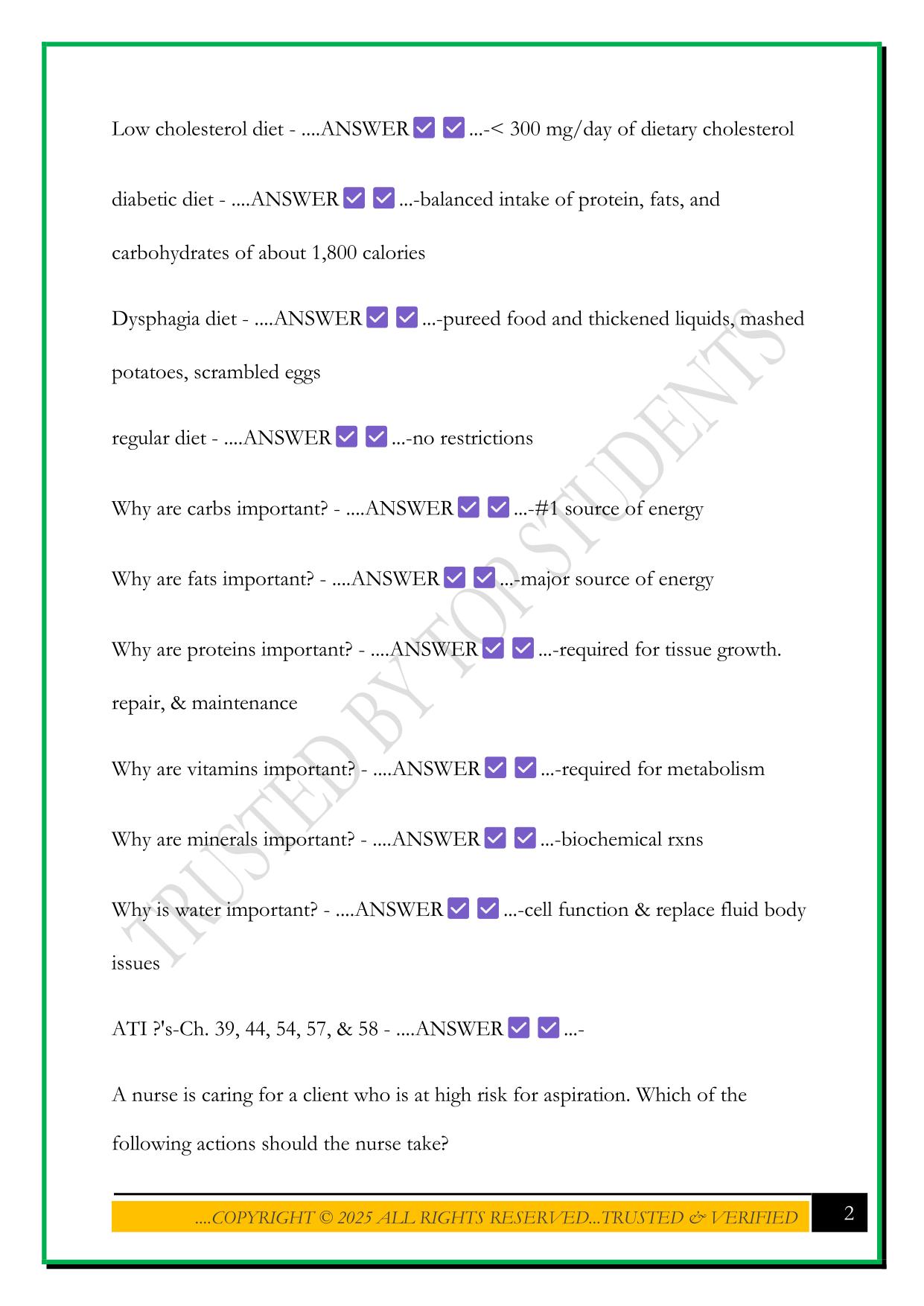NURS-100 QUIZ 4 2025 QUESTIONS AND ANSWERS