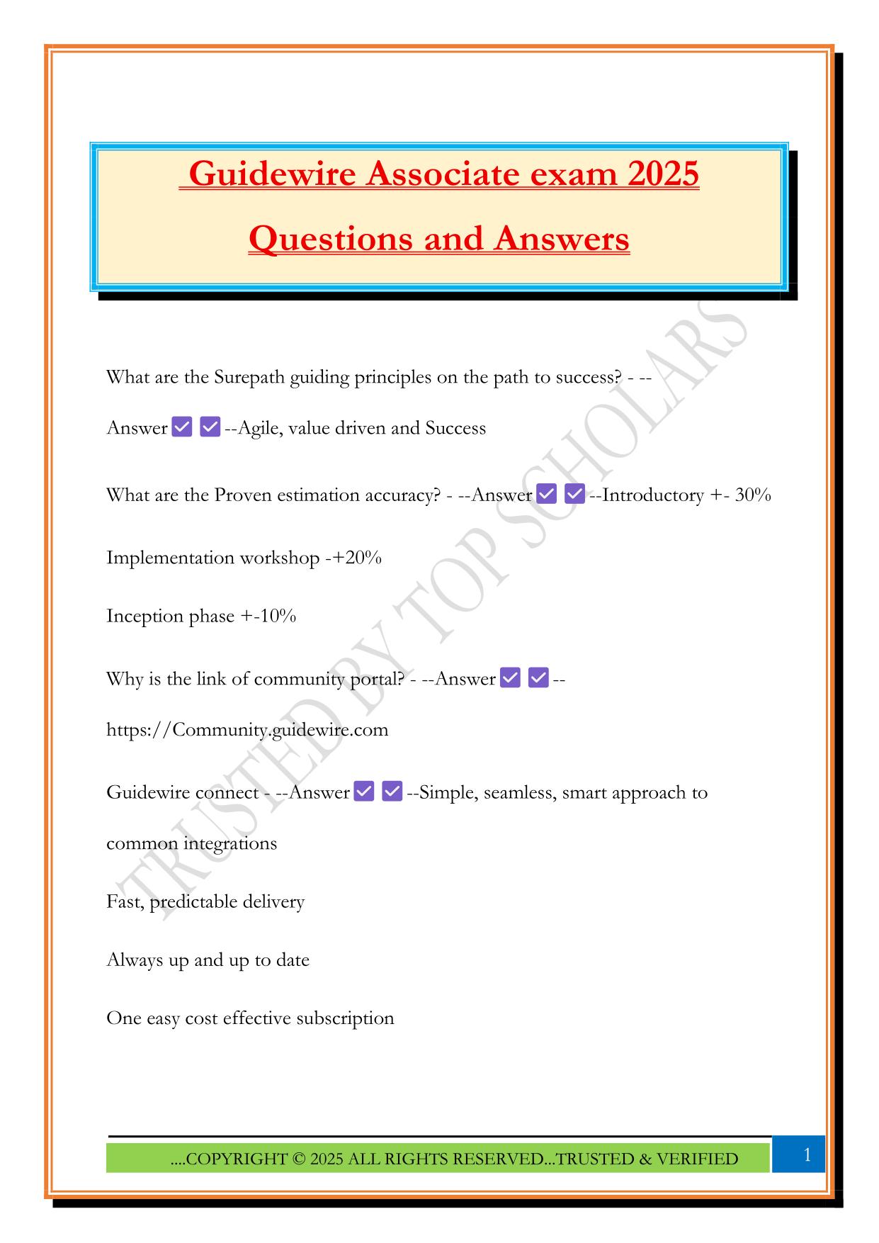 Guidewire Associate exam 2025 Questions and Answers