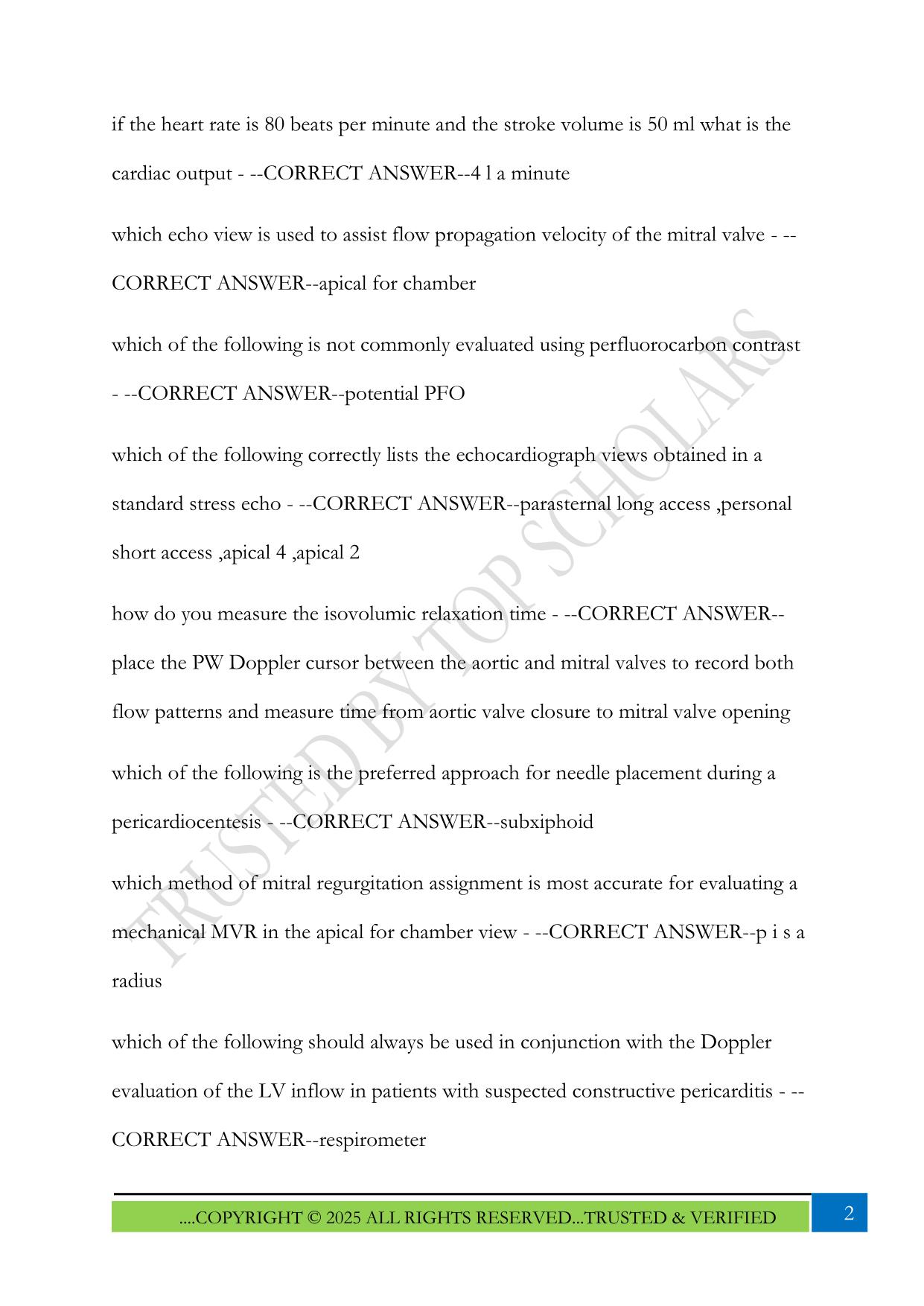 cci adult echo ctl perform imaging 23%pt 1 Exam 2025 Questions and Answers