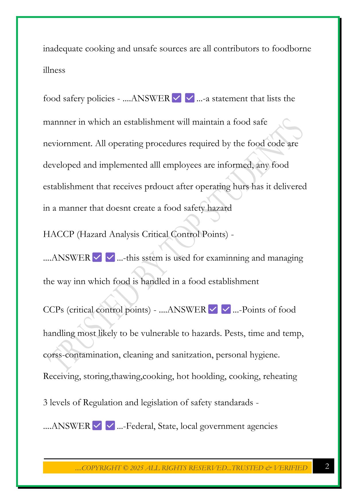 TX FOOD HANDLER TRAINING COURSE 2025 QUESTIONS AND ANSWERS