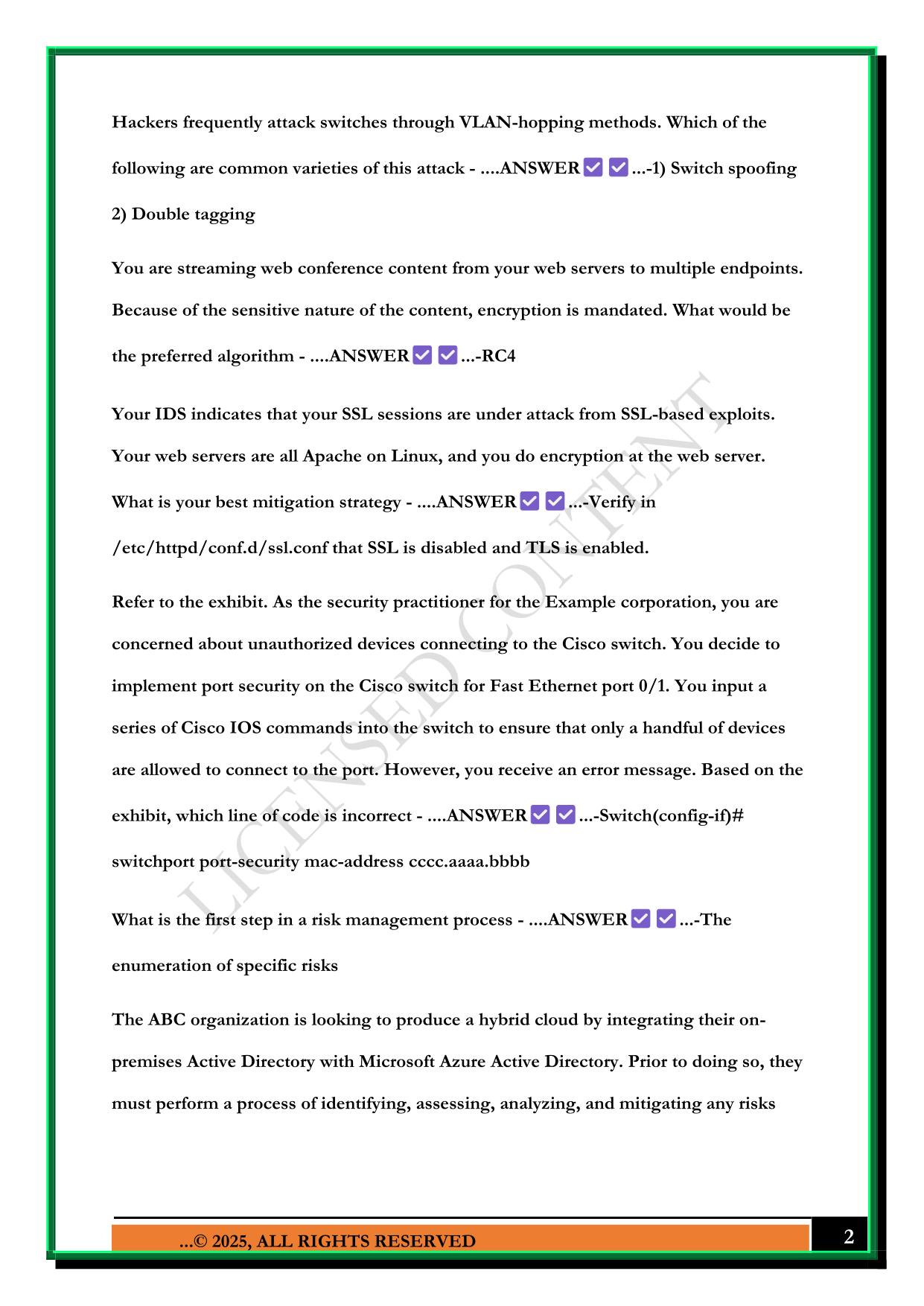 CASP BOOK TEST 2025 QUESTIONS ANSWERS