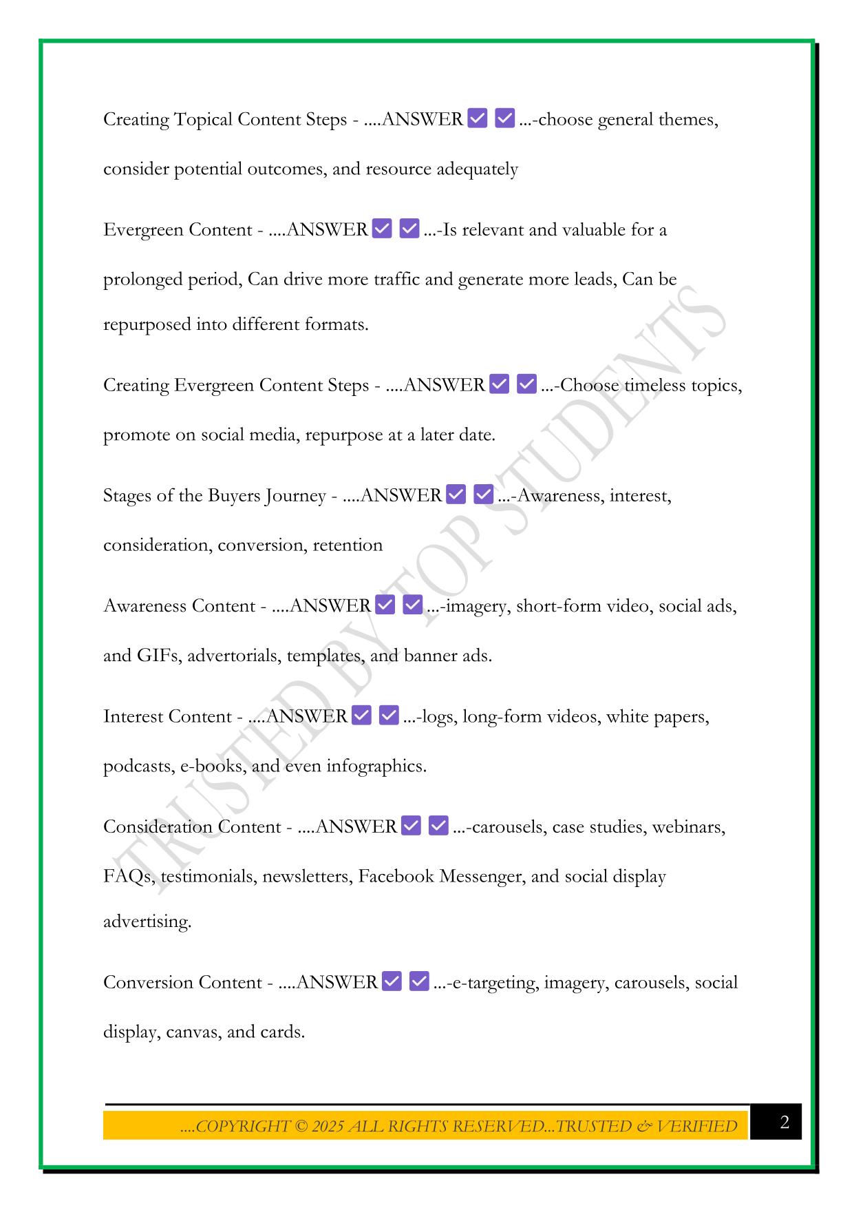 DMI CONTENT MARKETING EXAM 2025 QUESTIONS AND ANSWERS