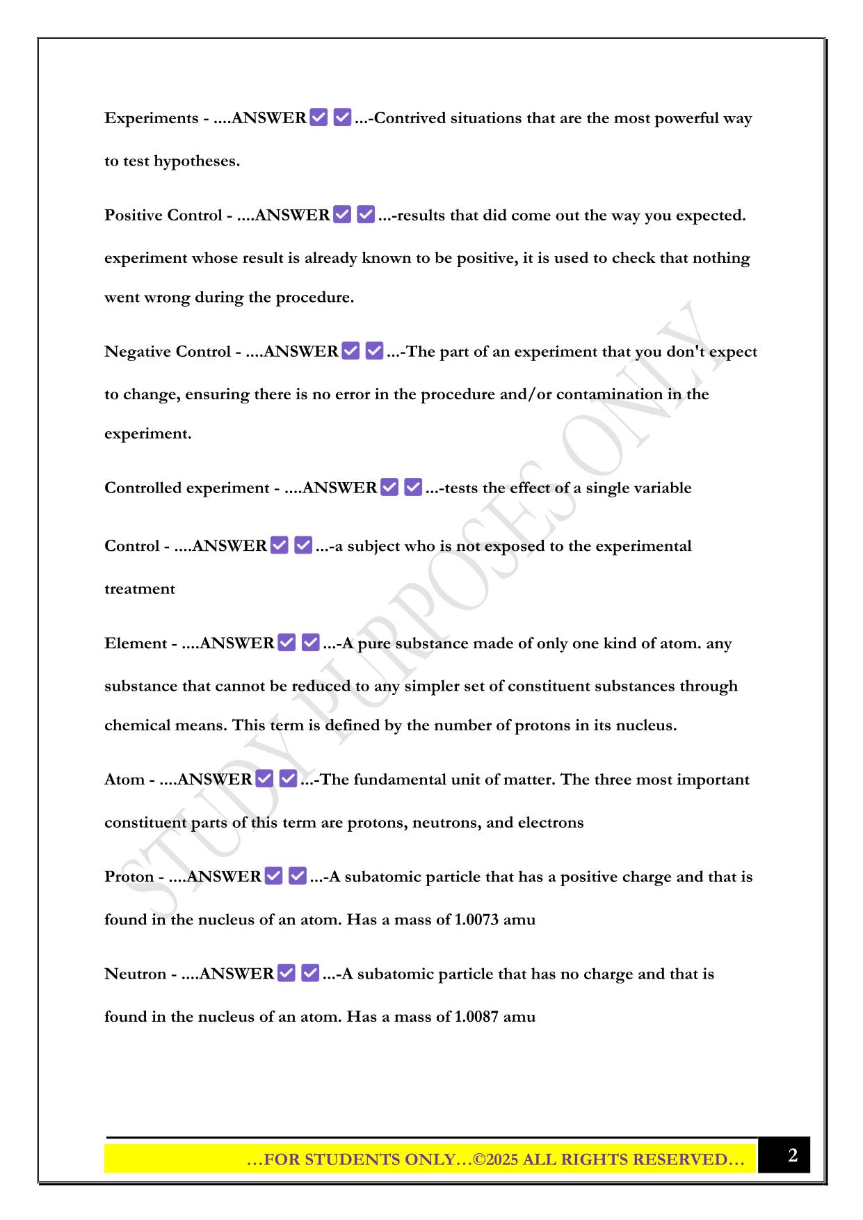 BIO 100: Lecture Quiz 1 2025 Questions and Answers