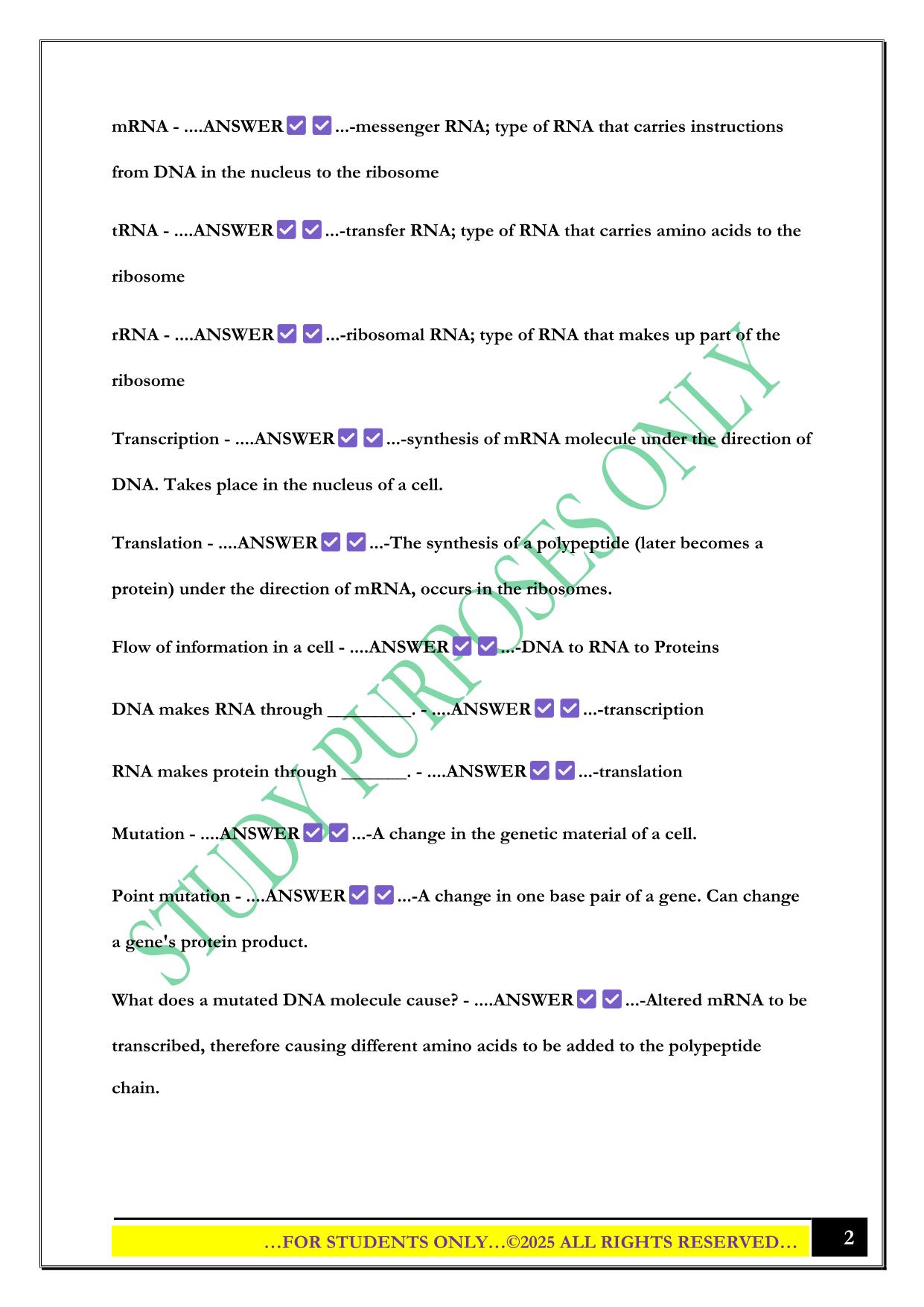 BSC 108 Exam #3 (Kennedy) 2025 Questions and Answers