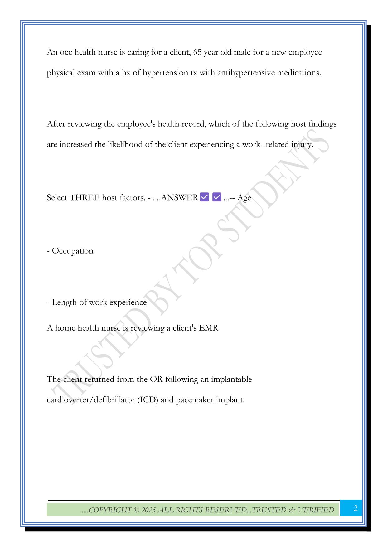 ATI RN COMMUNITY HEALTH PROCTORED FOR 2025- 2026 EXAM TEST BANK 50 QUESTIONS AND CORRECT DETAILED ANSWERS (VERIFIED ANSWERS)