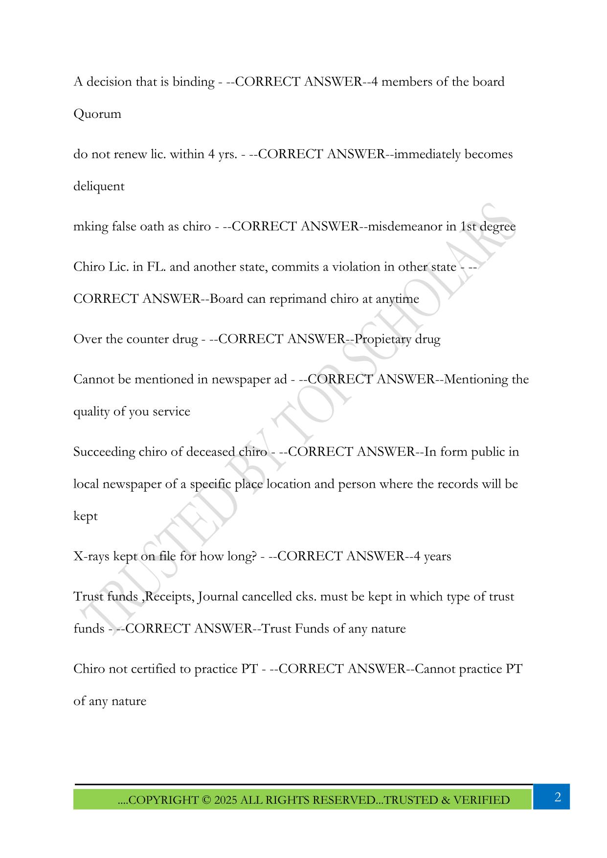 Florida Laws/Rules Exam 2025 Questions and Answers